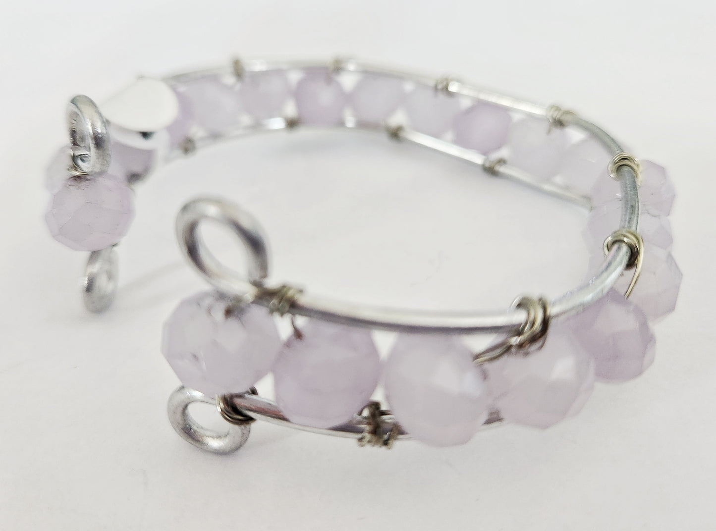 Purple beaded adjustable cuff bracelet