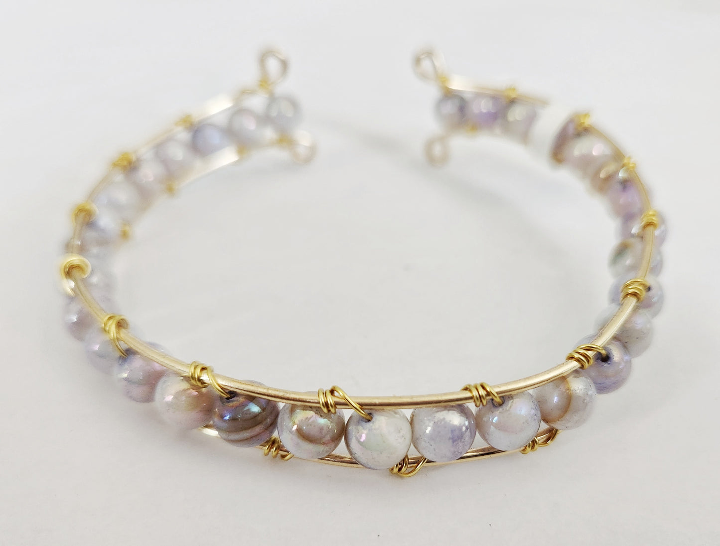 Mother of Pearl adjustable cuff gold bracelet