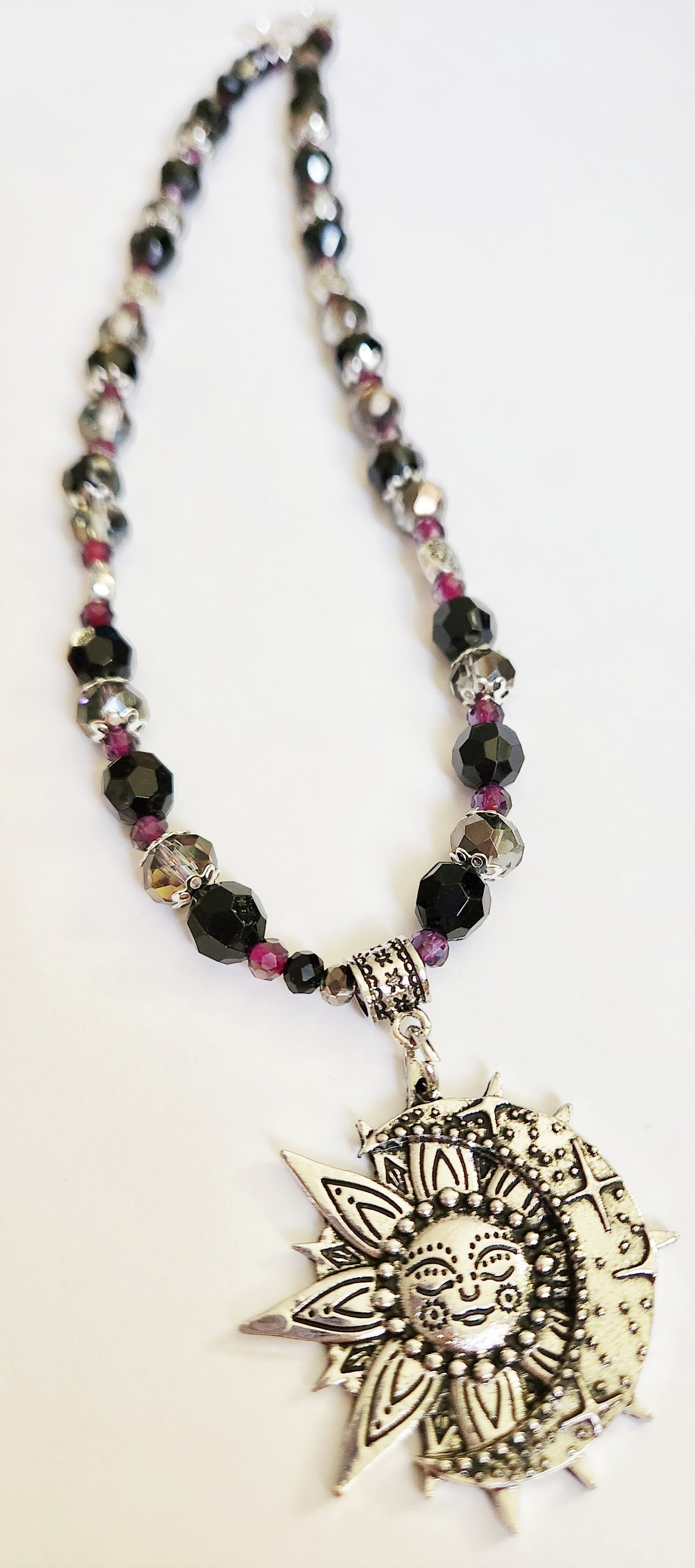 Crow pendant gemstone necklace