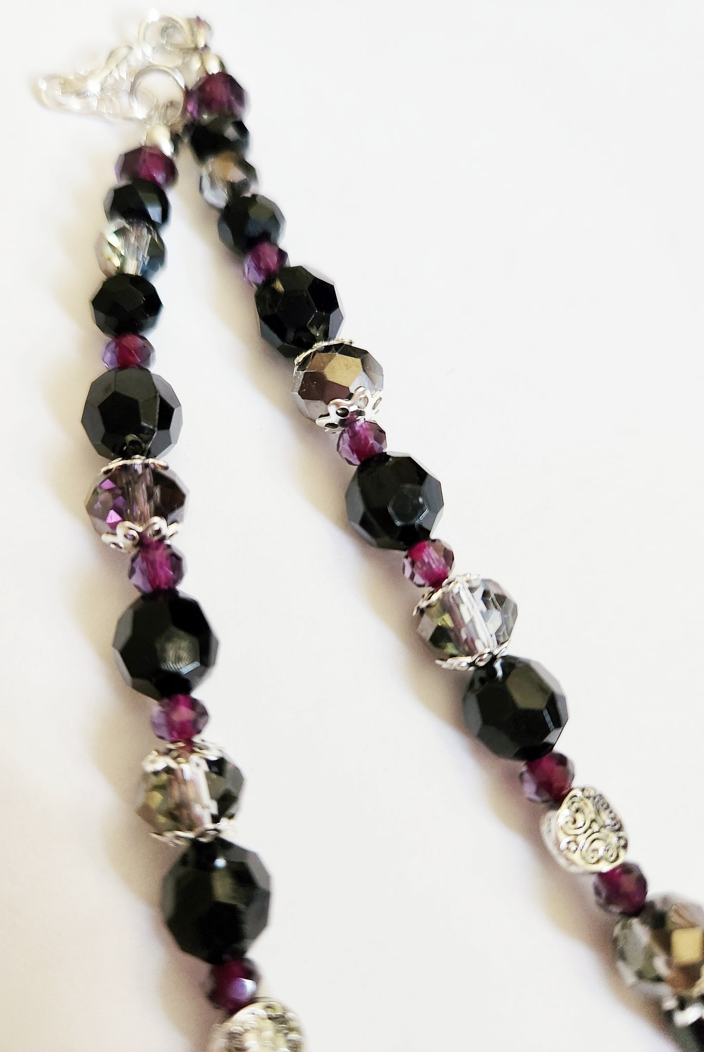 Sun pendant beaded silver necklace