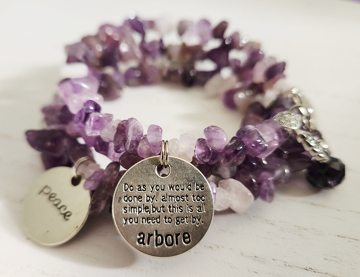 Amethyst bracelet, purple gemstone bracelet, February birthstone, gemstone wrap bracelet