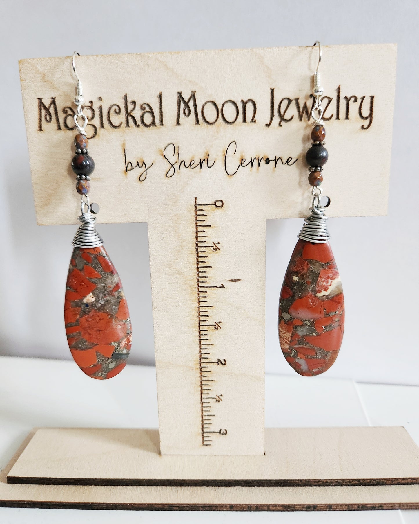 Jasper gemstone dangle earrings