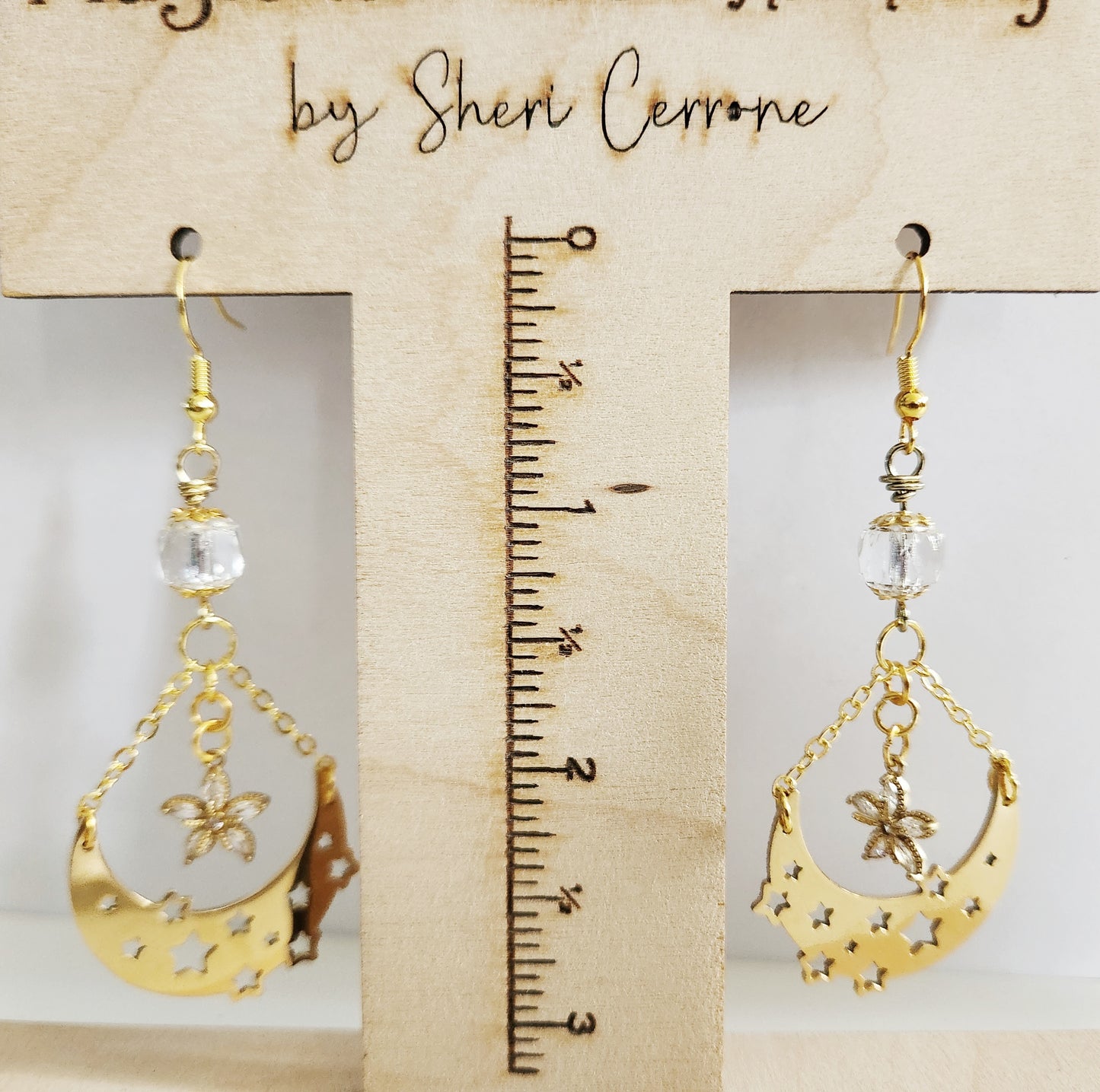 Moon and star dangle earrings