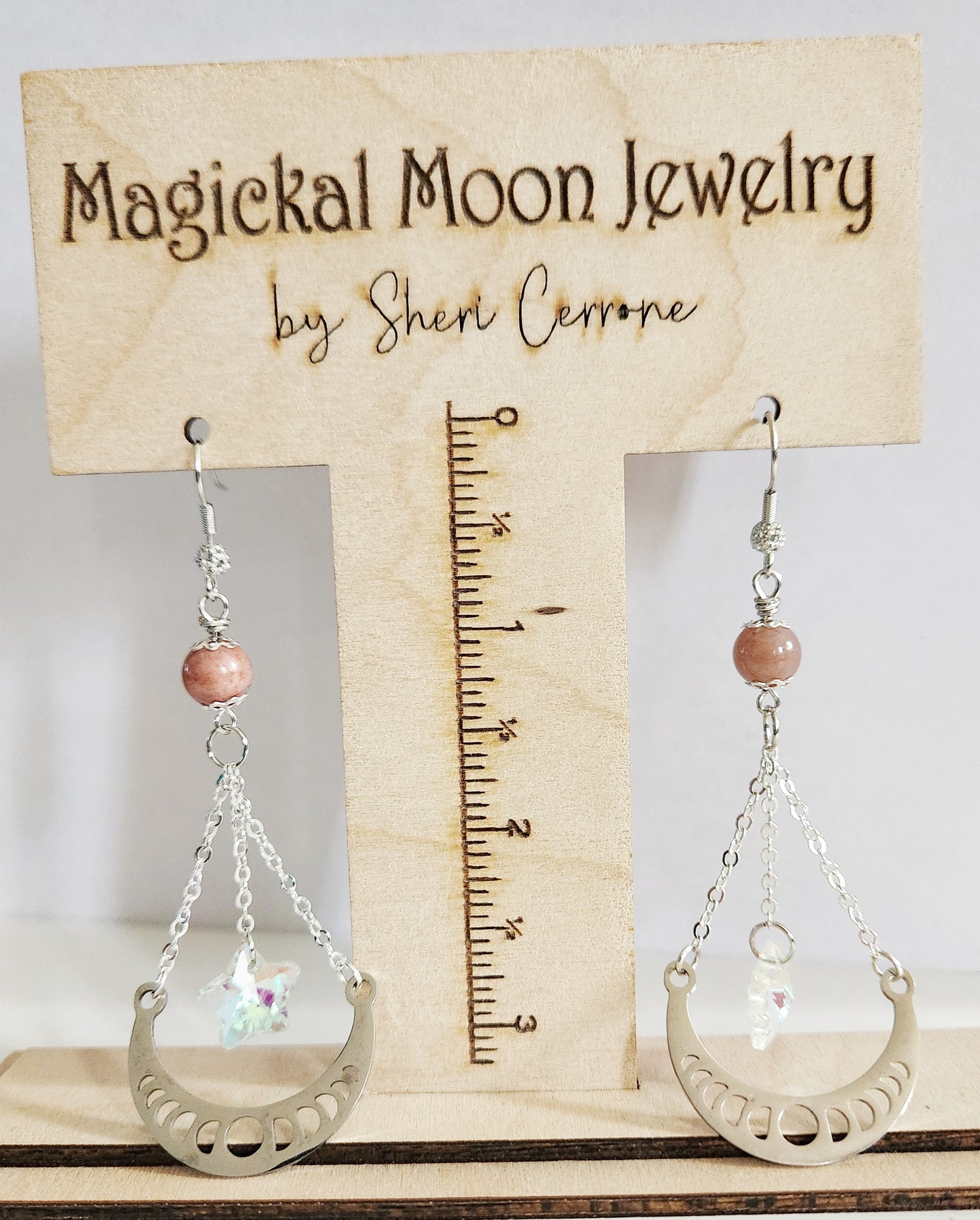 Moon phase dangle earrings