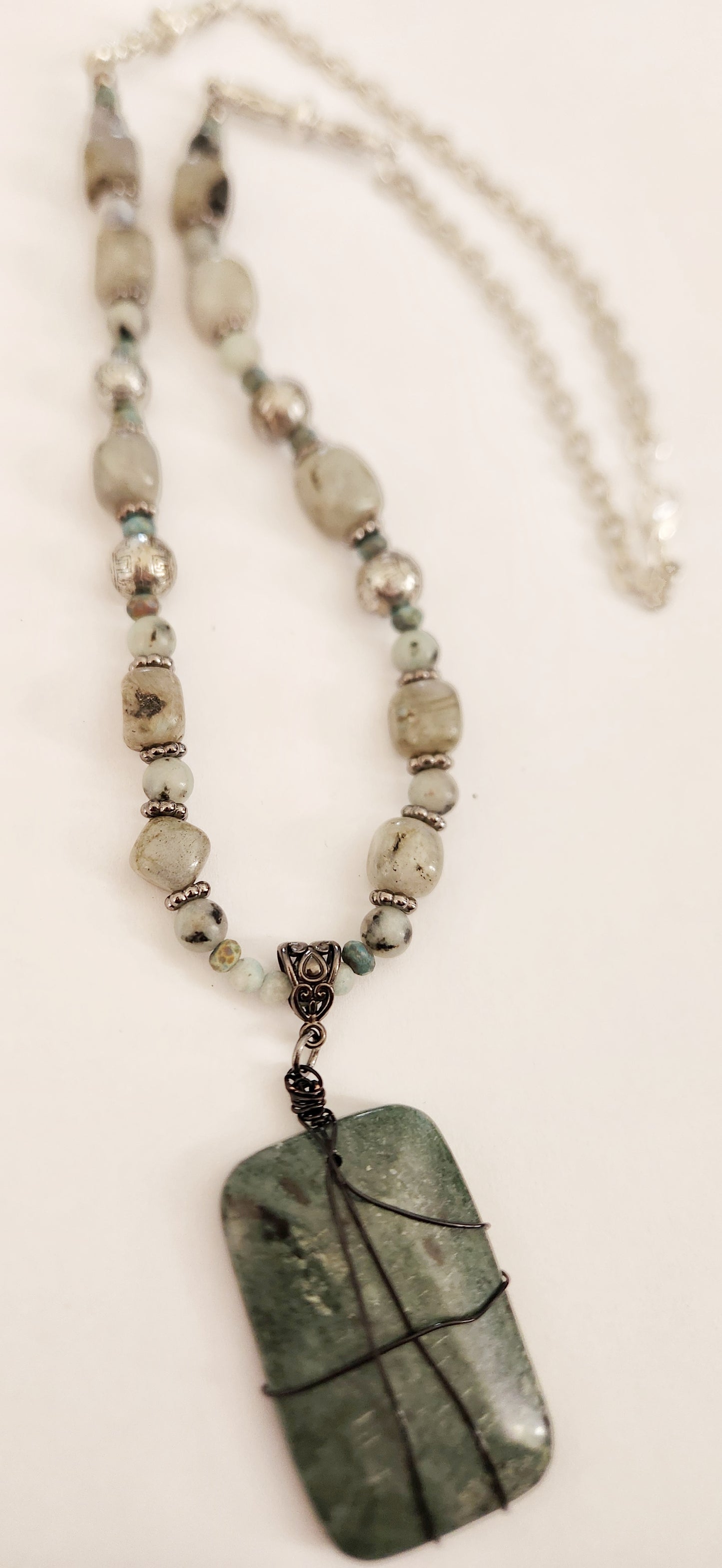 Jasper gemstone wire wrapped necklace