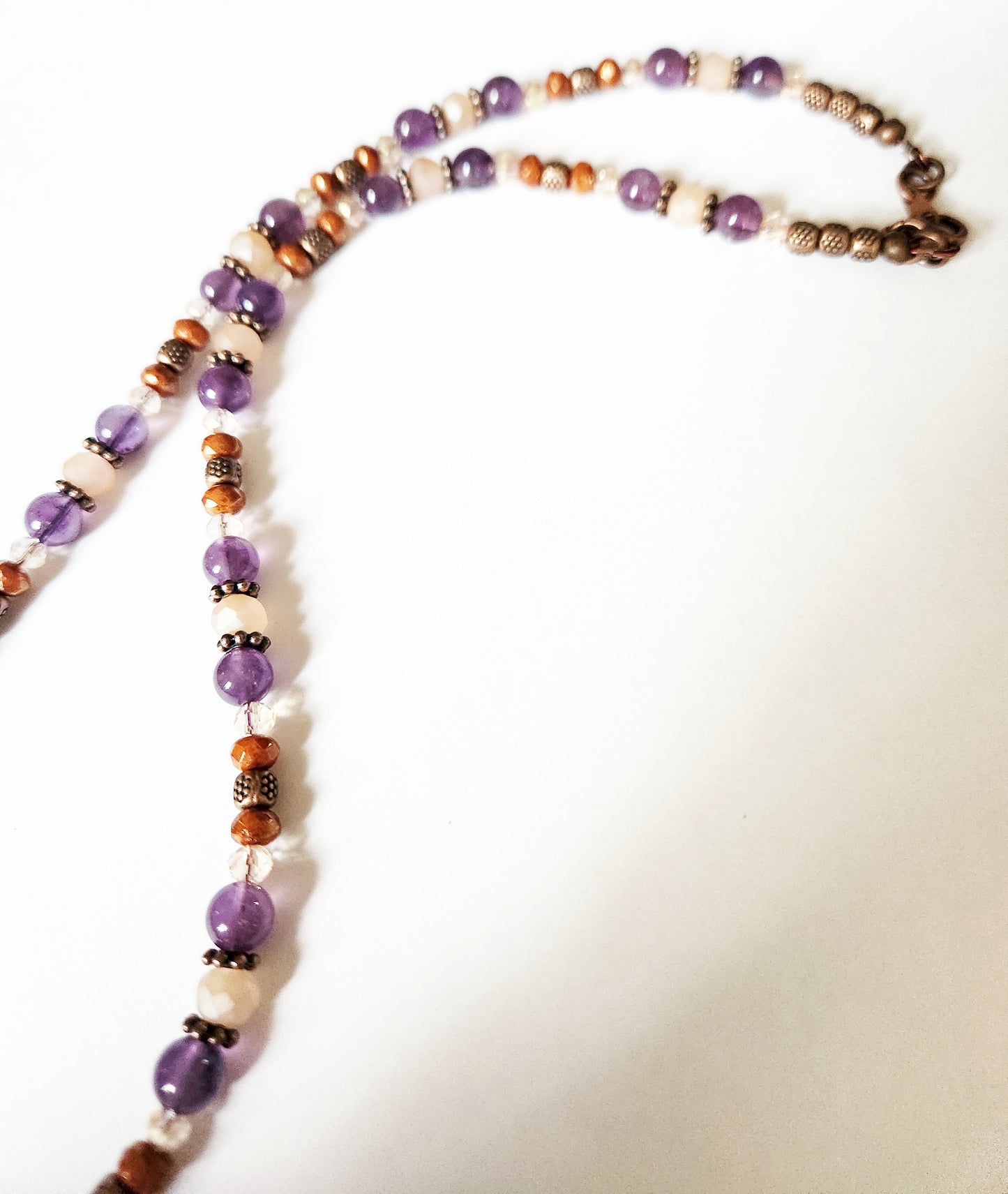 Halloween skull Amethyst gemstone copper necklace
