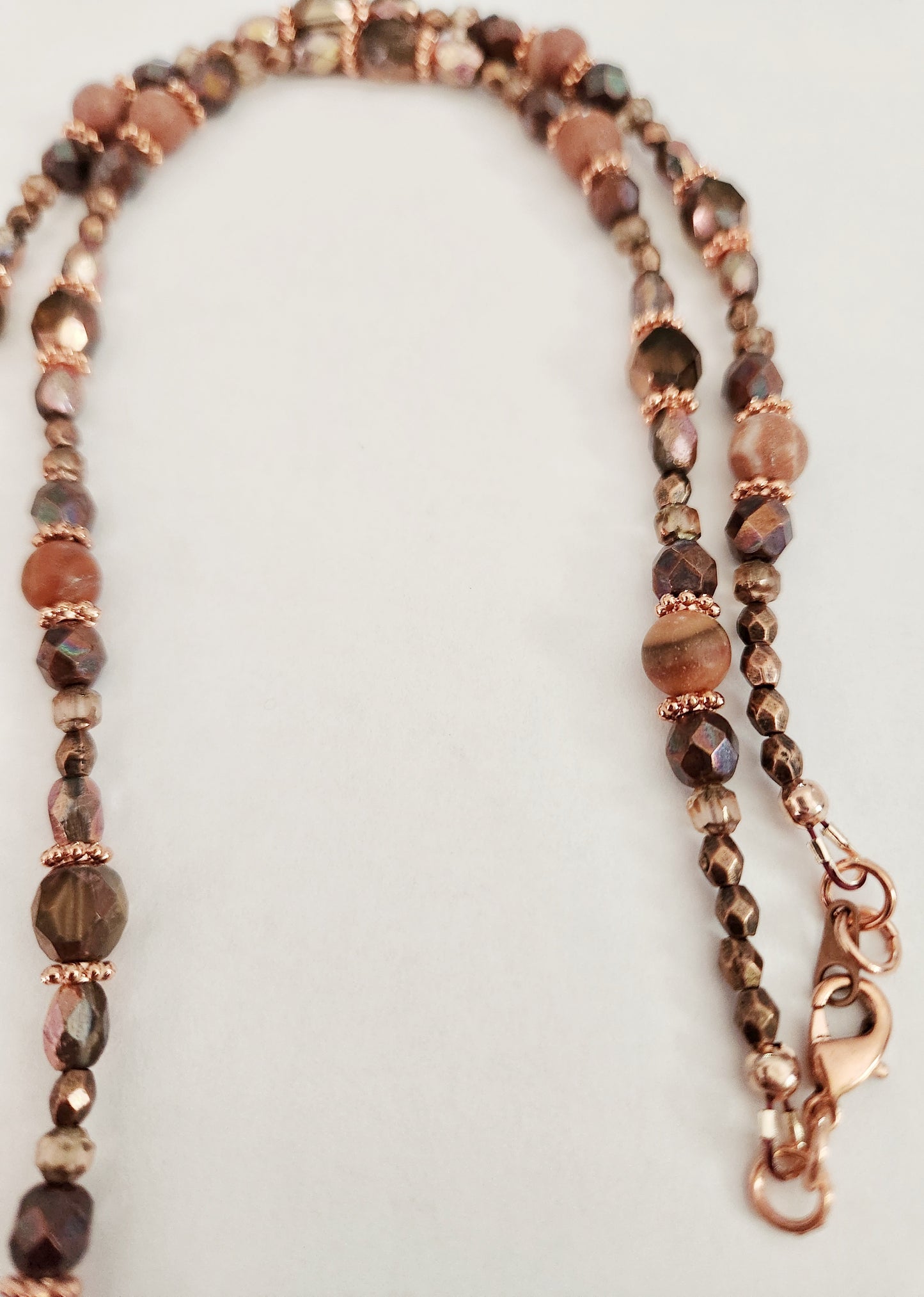 Jasper and Sunstone gemstone copper necklace