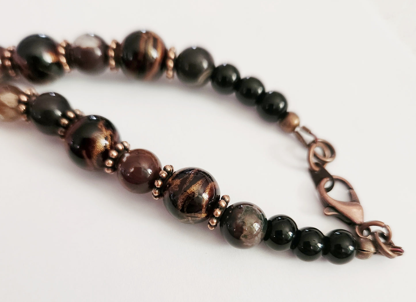 Copper pendant Agate gemstone necklace