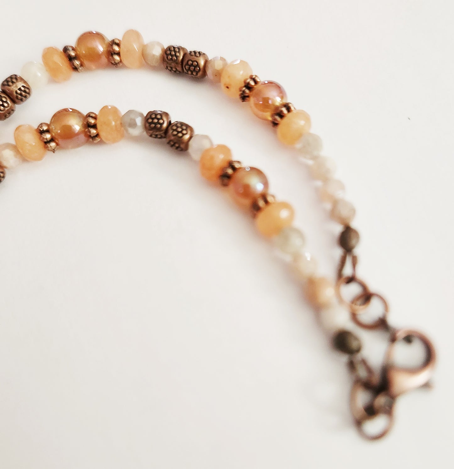 Copper moon gemstone necklace