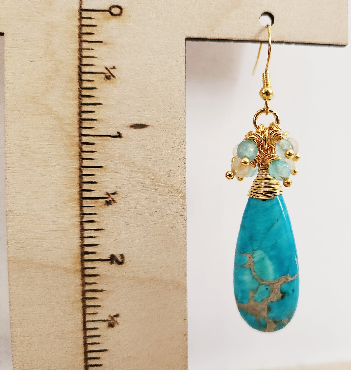 Jasper gemstone teardrop dangle earrings