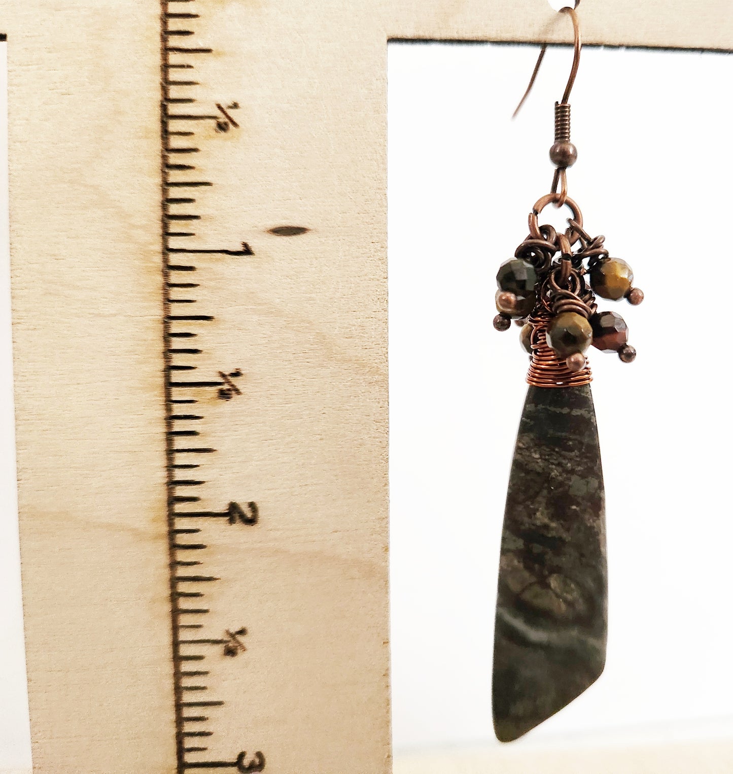 River Jasper gemstone dangle earrings