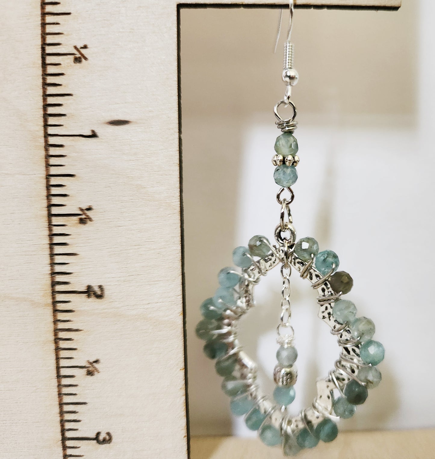Blue Apatite silver teardrop dangle earrings