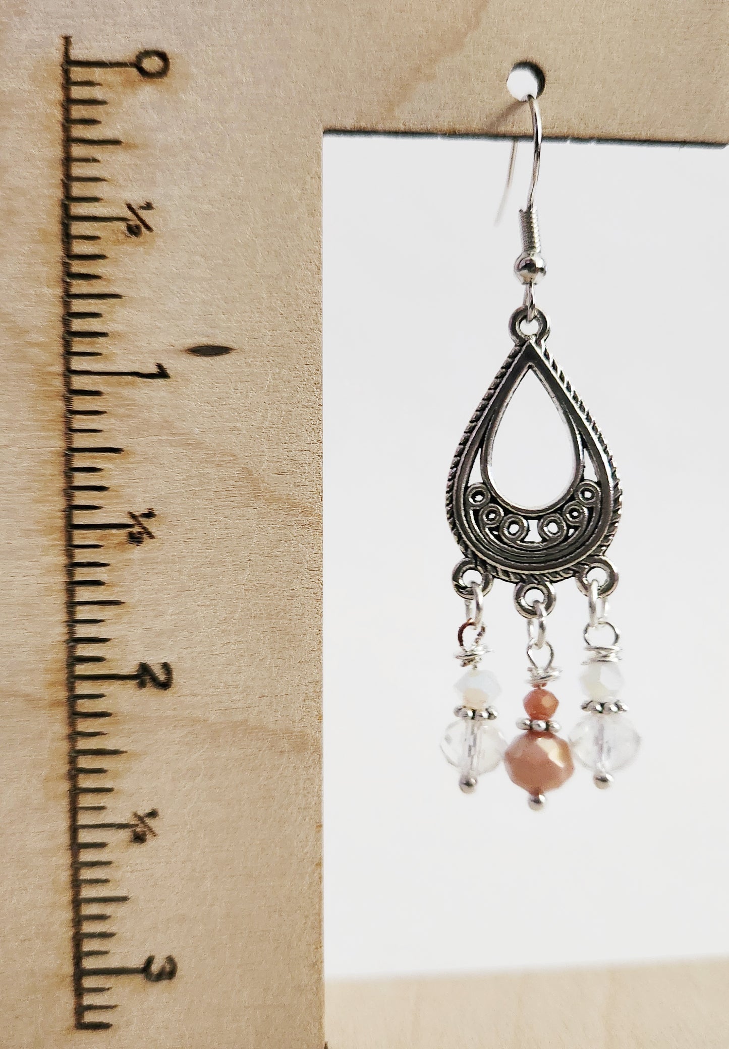 Silver teardrop chandelier earrings
