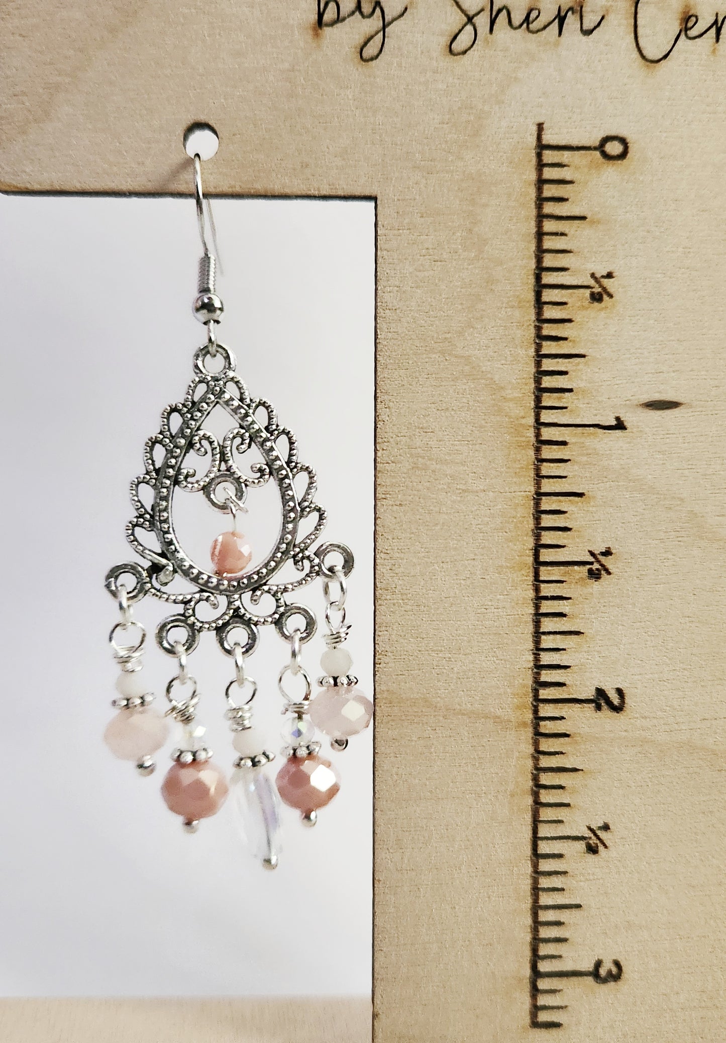 Silver filigree chandelier beaded earrings