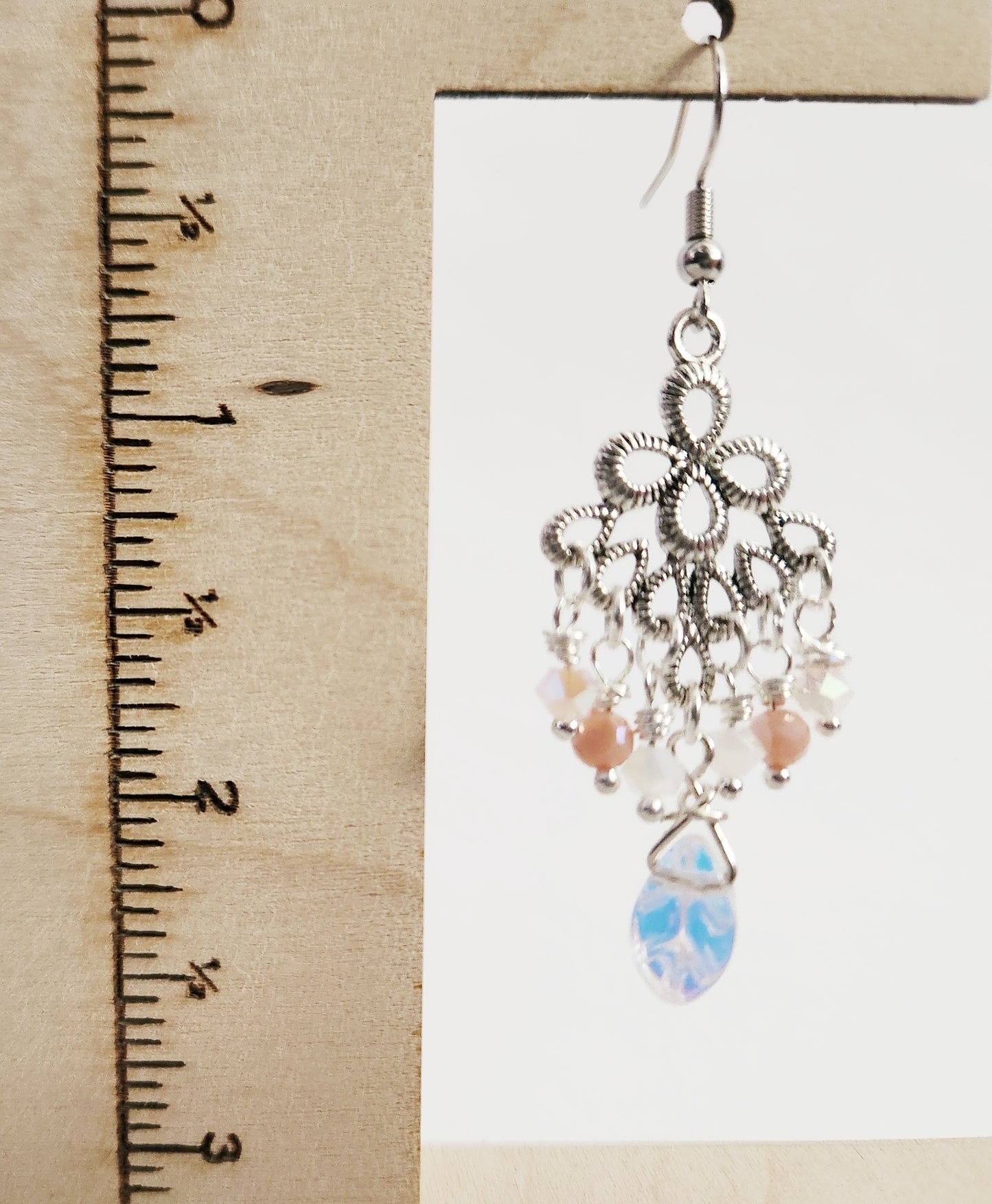 Silver chandelier beaded earrings