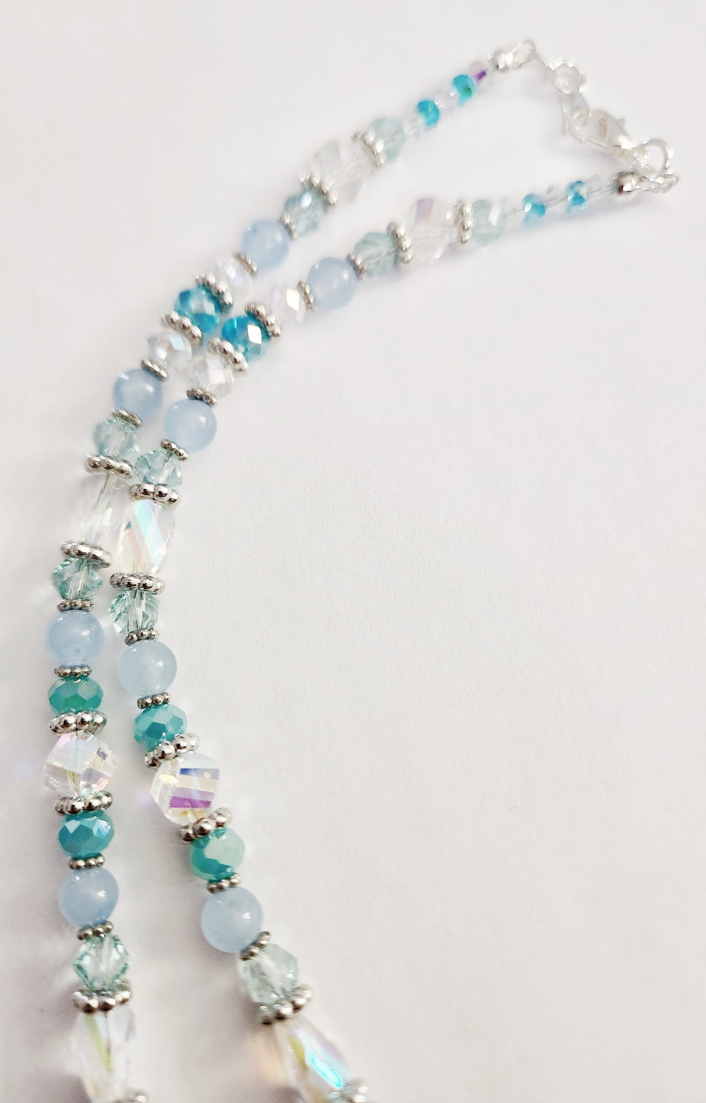 Silver whale tail gemstone necklace