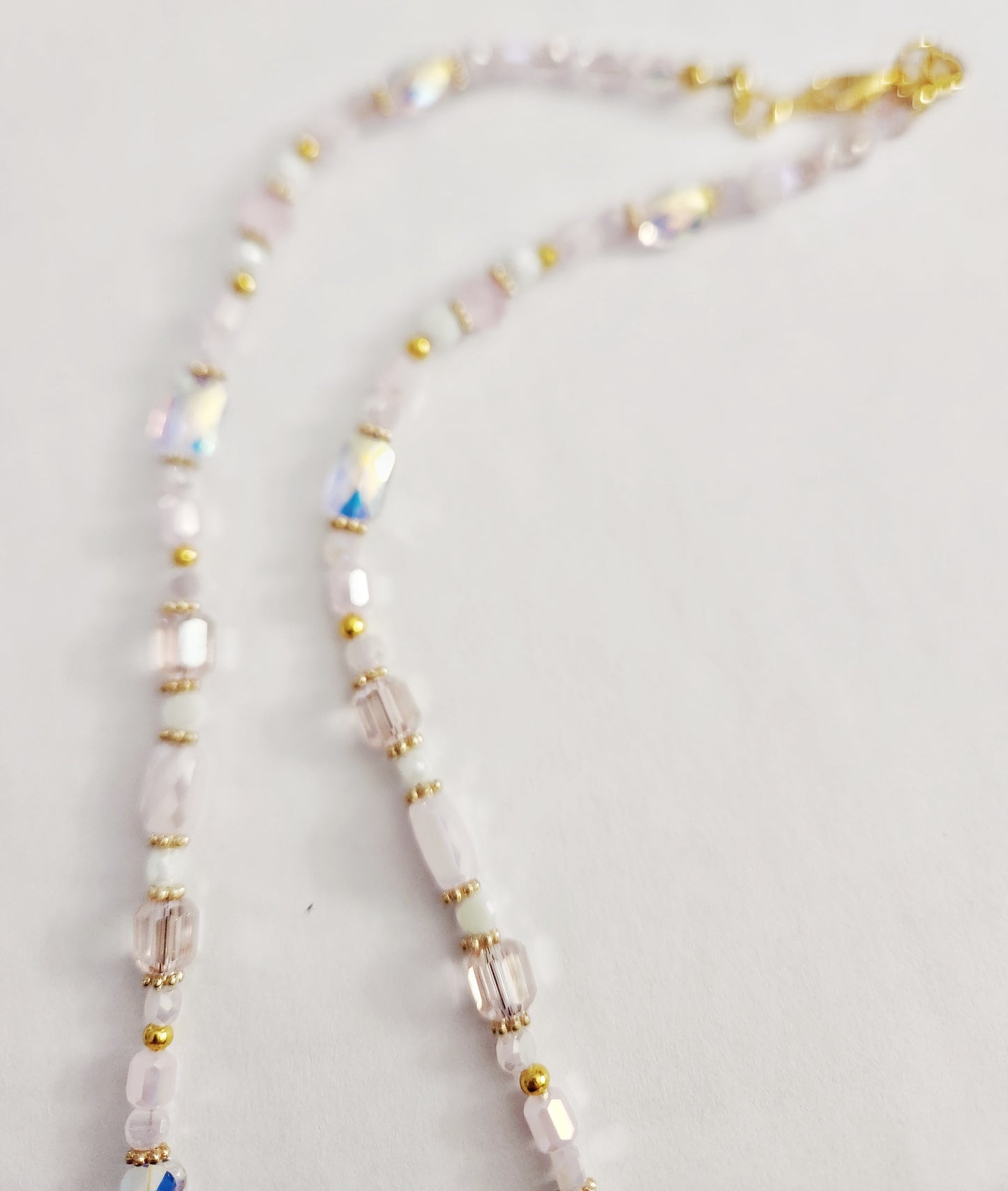 Czech glass teardrop gold wire wrapped necklace