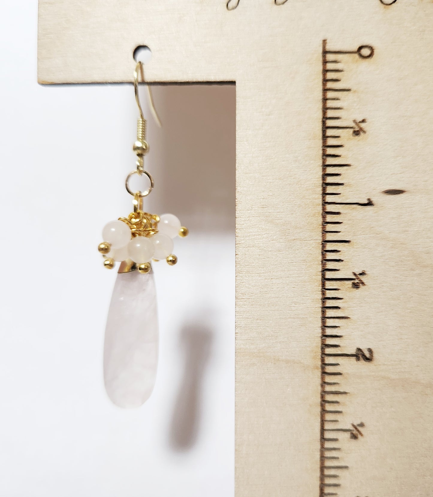 Rose Quartz gemstone teardrop dangle earrings