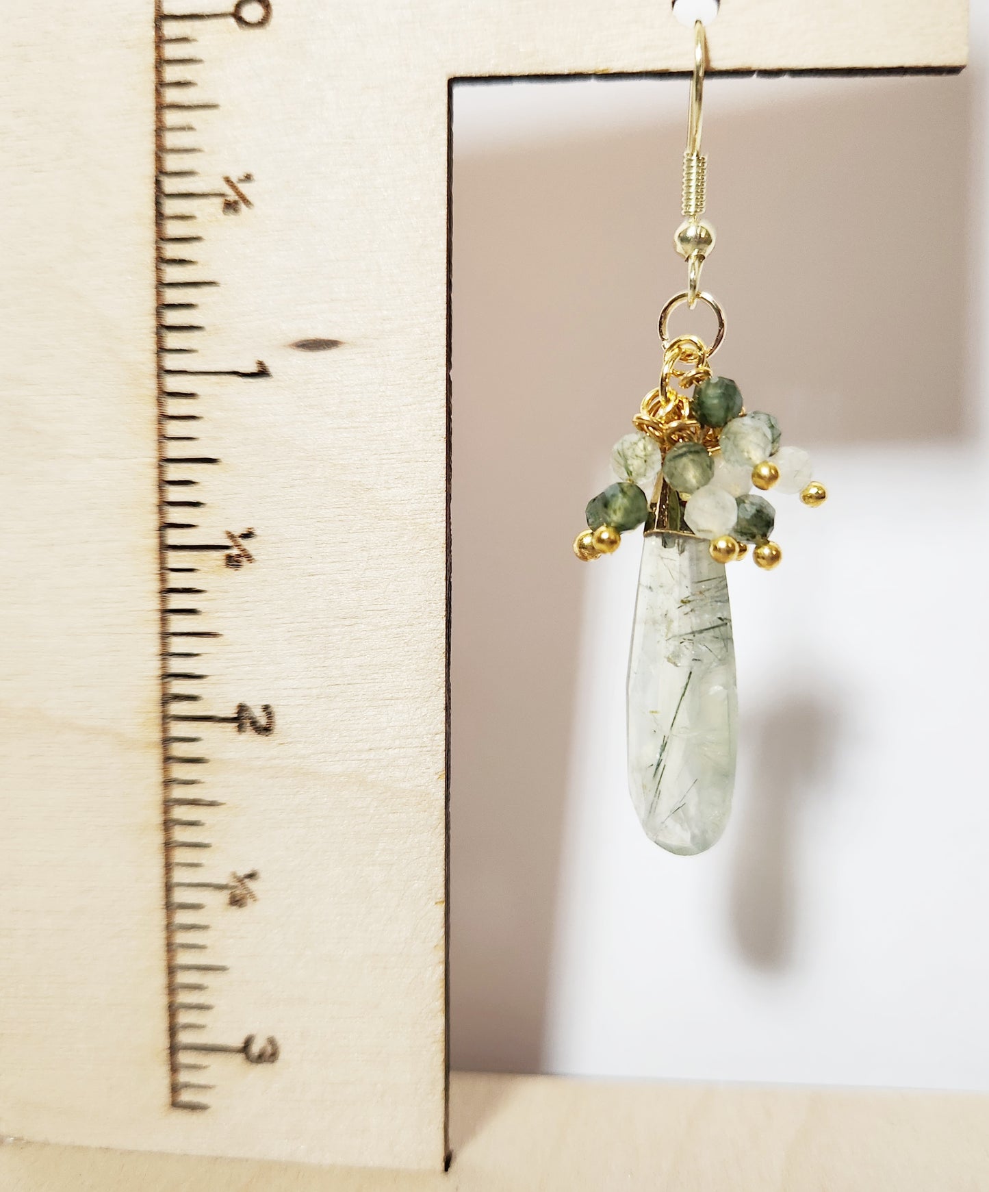 Prehnite gemstone teardrop dangle earrings
