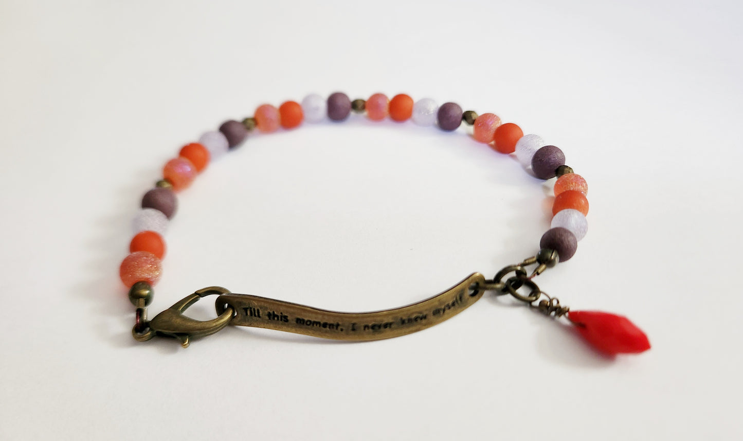 Inspirational quote beaded dark gold bracelet