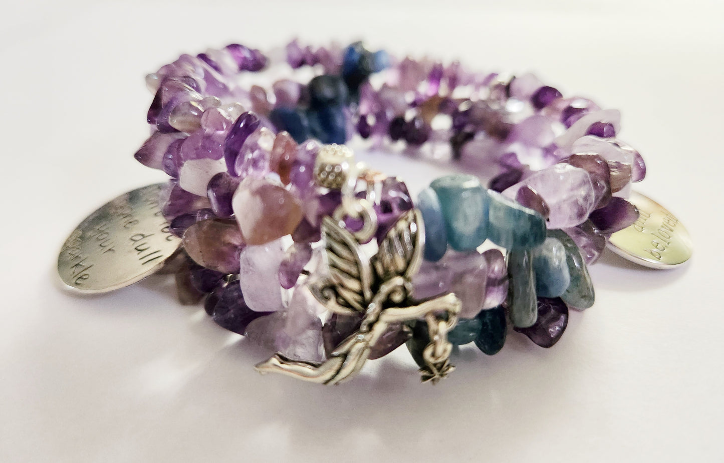 Amethyst and Blue Kyanite gemstone wrap bracelet