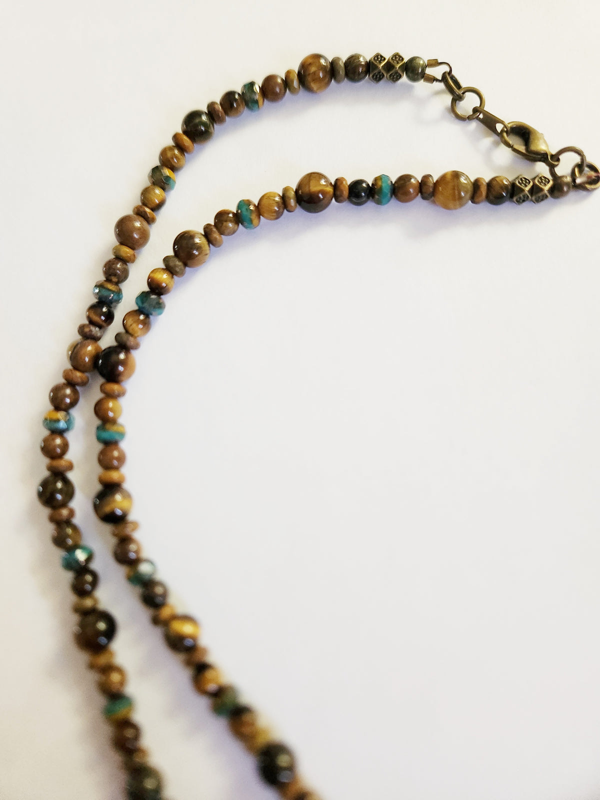 Dark gold butterfly Tigers Eye gemstone necklace