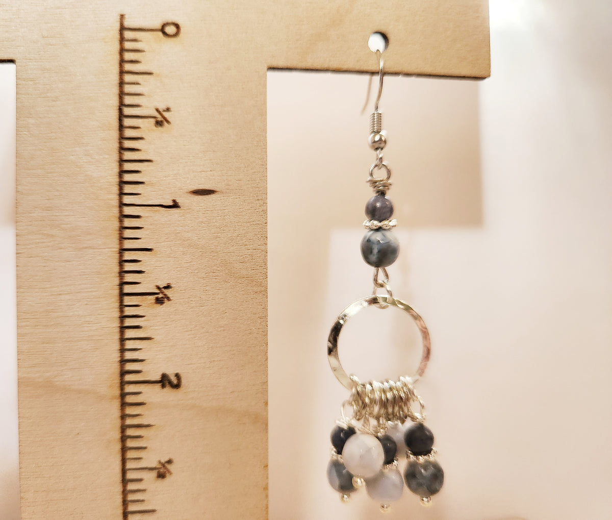 Silver chandelier Fire Quartz Agate gemstone earrings