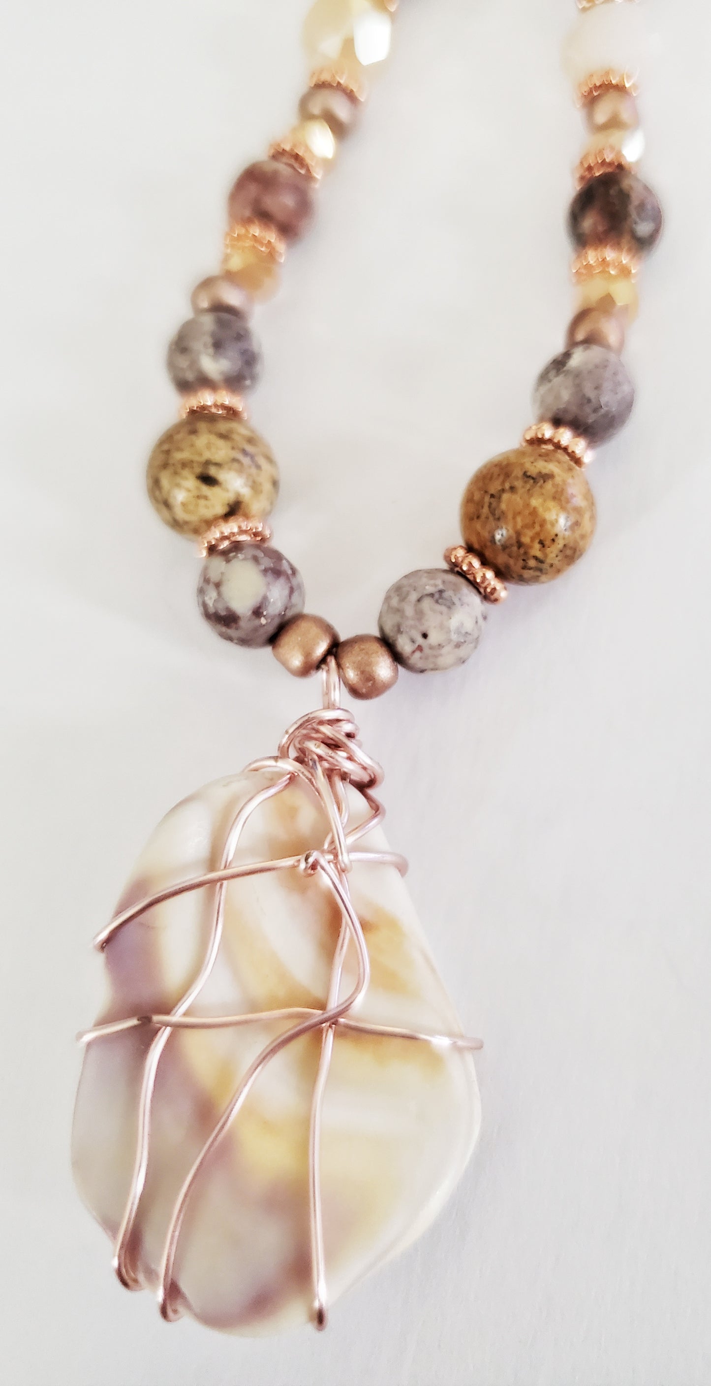 Genuine shell and gemstone beaded necklace