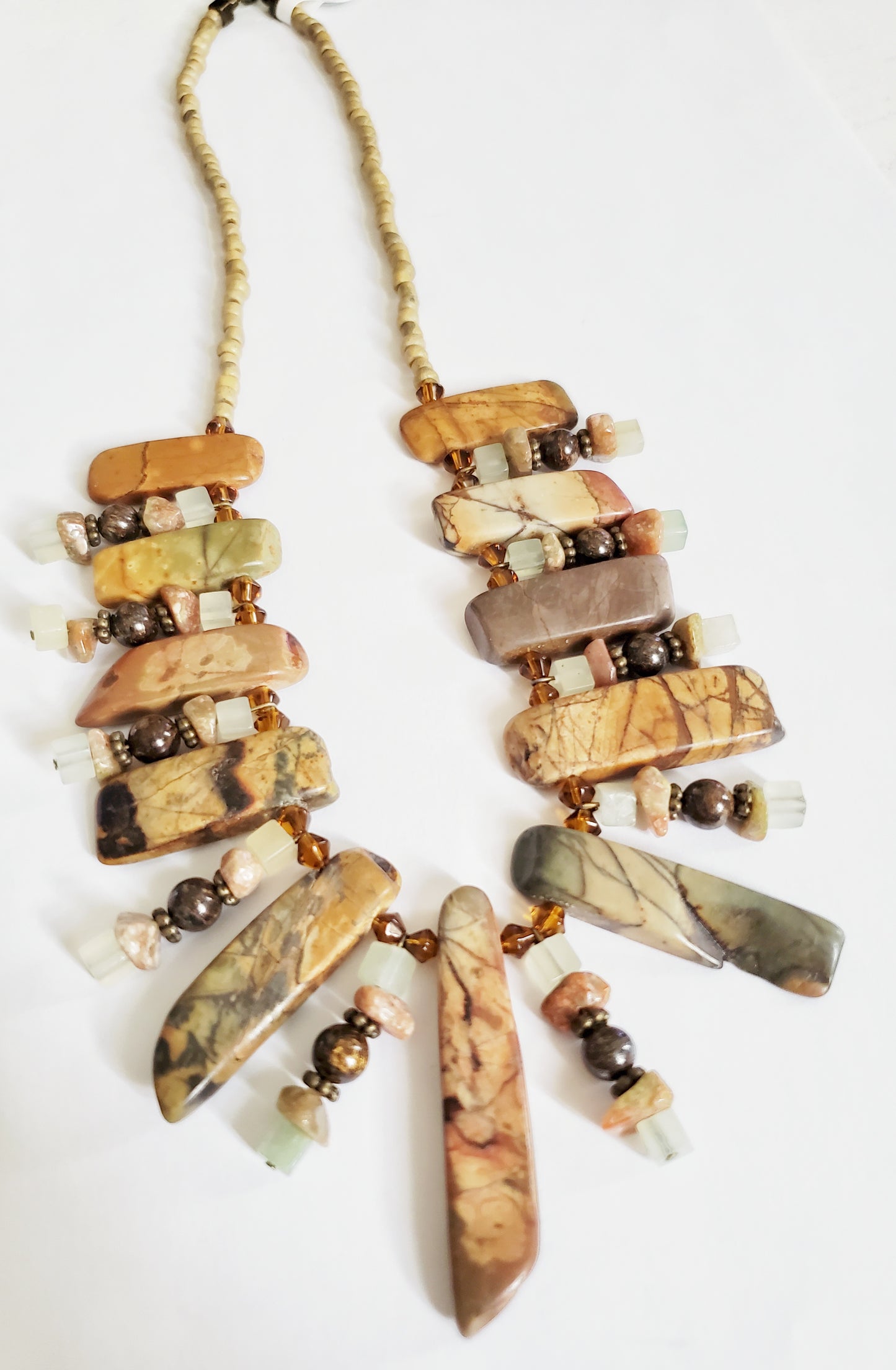 Jasper gemstone bib statement necklace