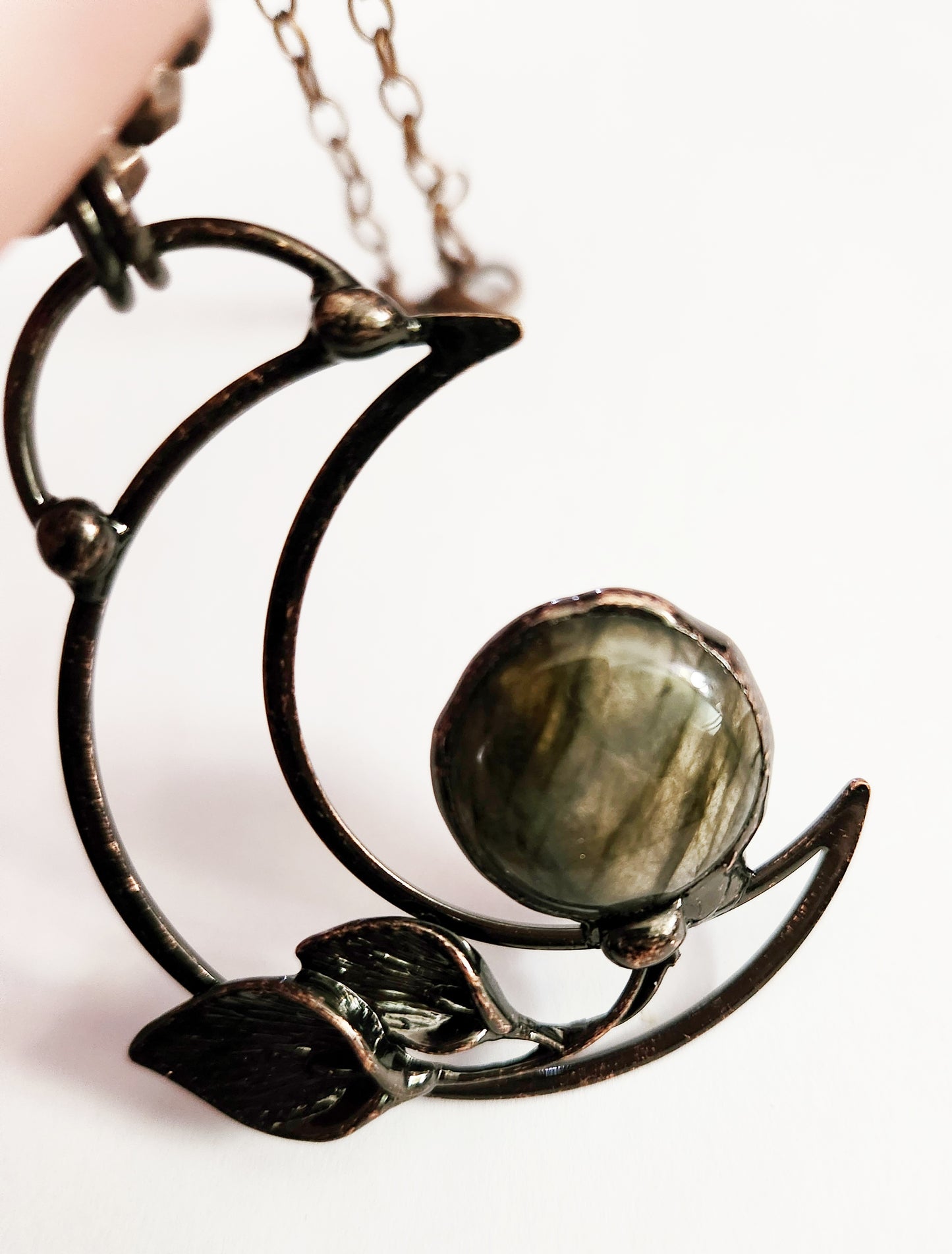 Copper moon necklace, Labradorite necklace, copper jewelry, statement necklaces for women, birthday gift for best friend