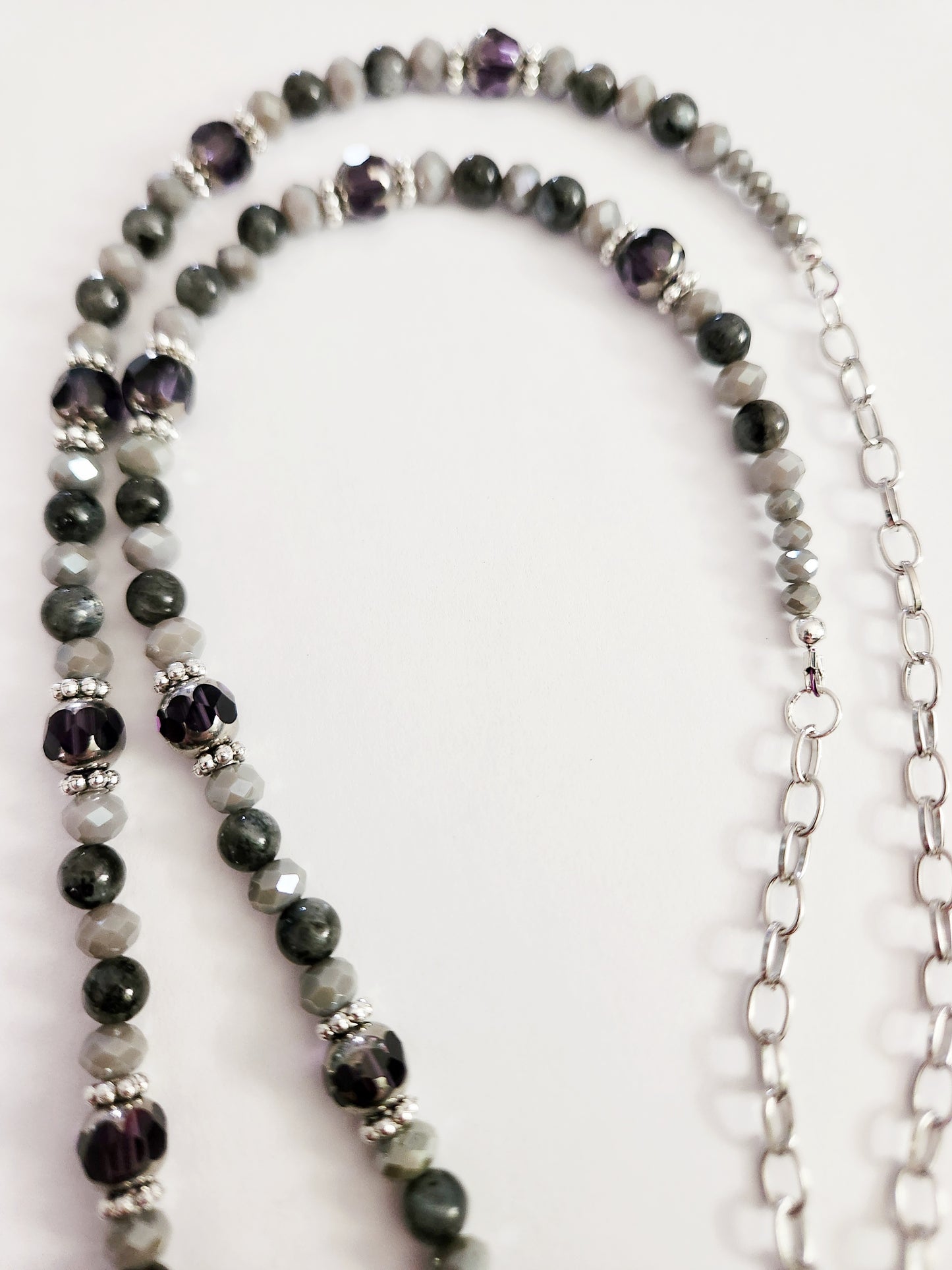 Silver snake gemstone necklace