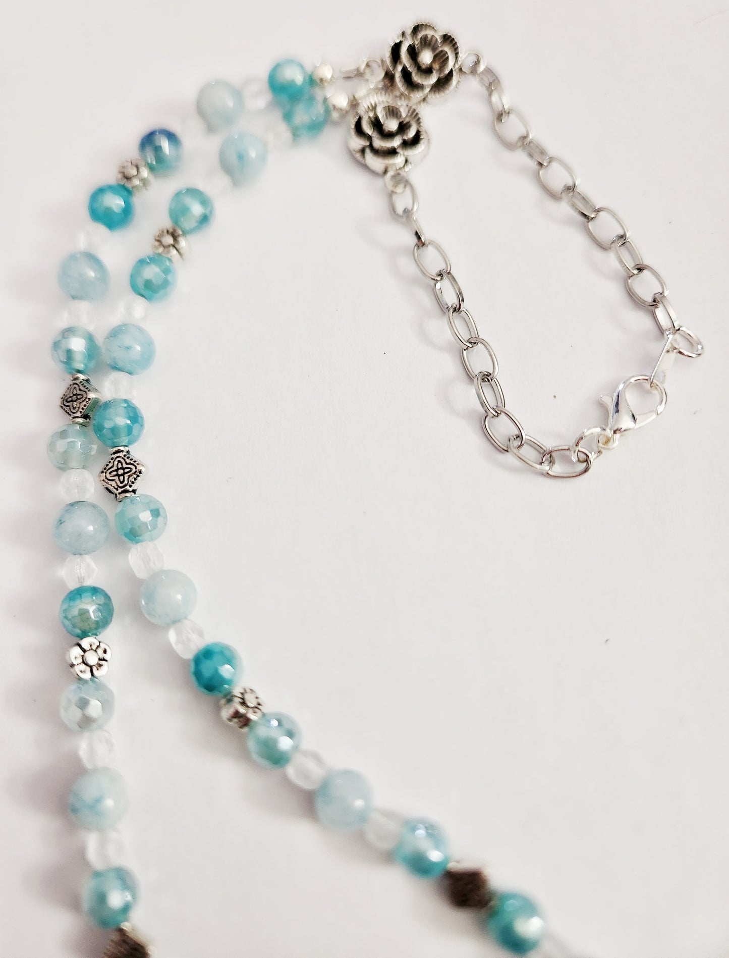 Larimar gemstone silver bird necklace