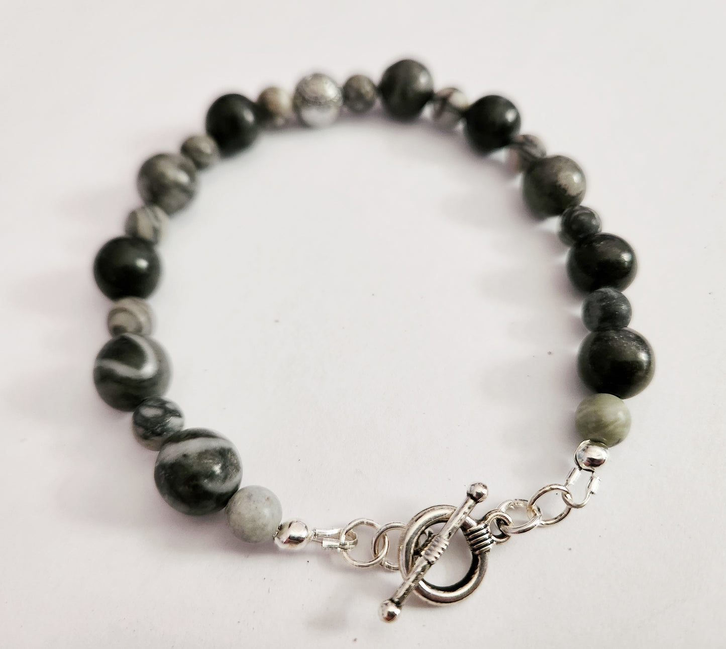 Picasso Jasper bracelet, silver toggle clasp