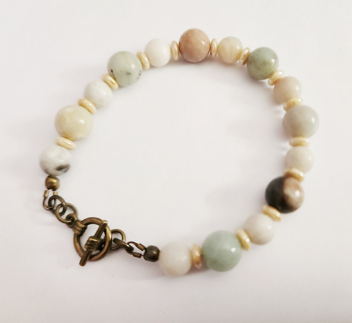 Amazonite gemstone bracelet, toggle clasp