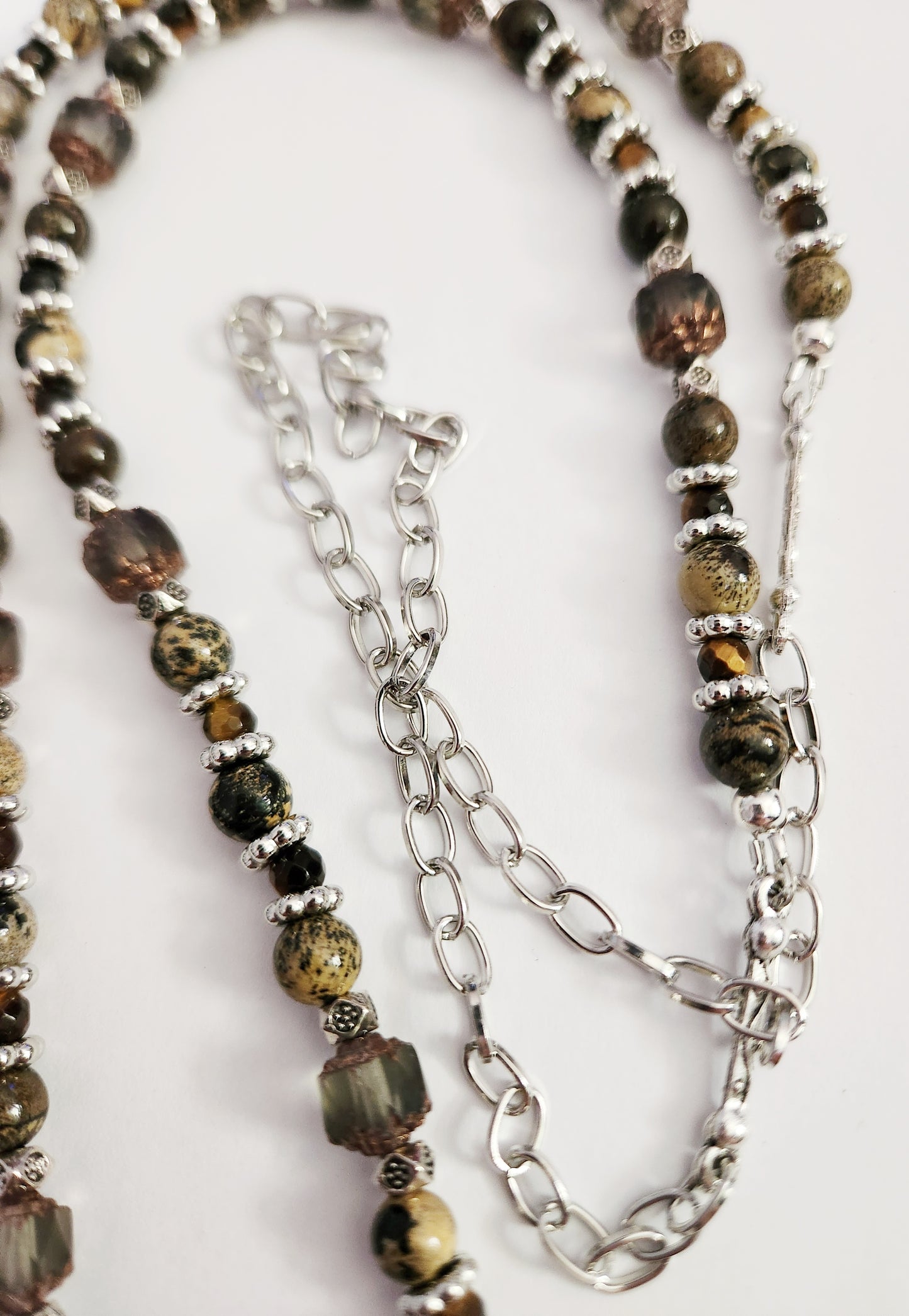 Septarian necklace, beaded statement necklace, gift for Mom, sister gift, artisan silver jewelry