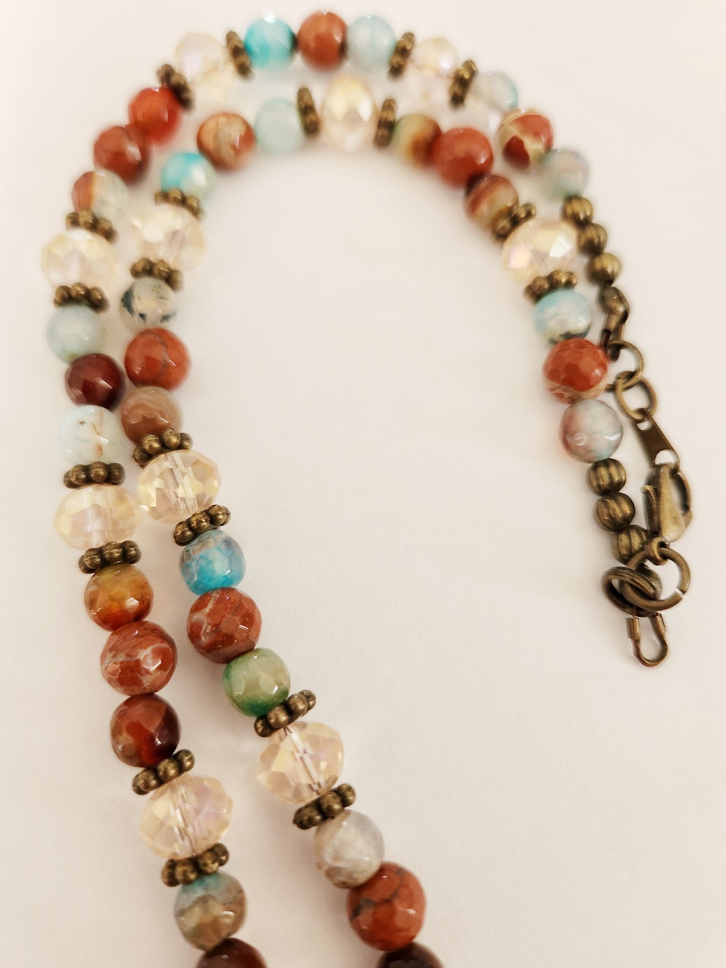 Brass circle gemstone necklace