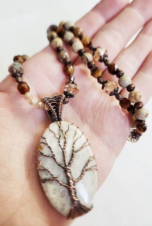 Tree of Life necklace, Fall jewelry, beaded necklace for women, Sister Gift, Gift for Mom