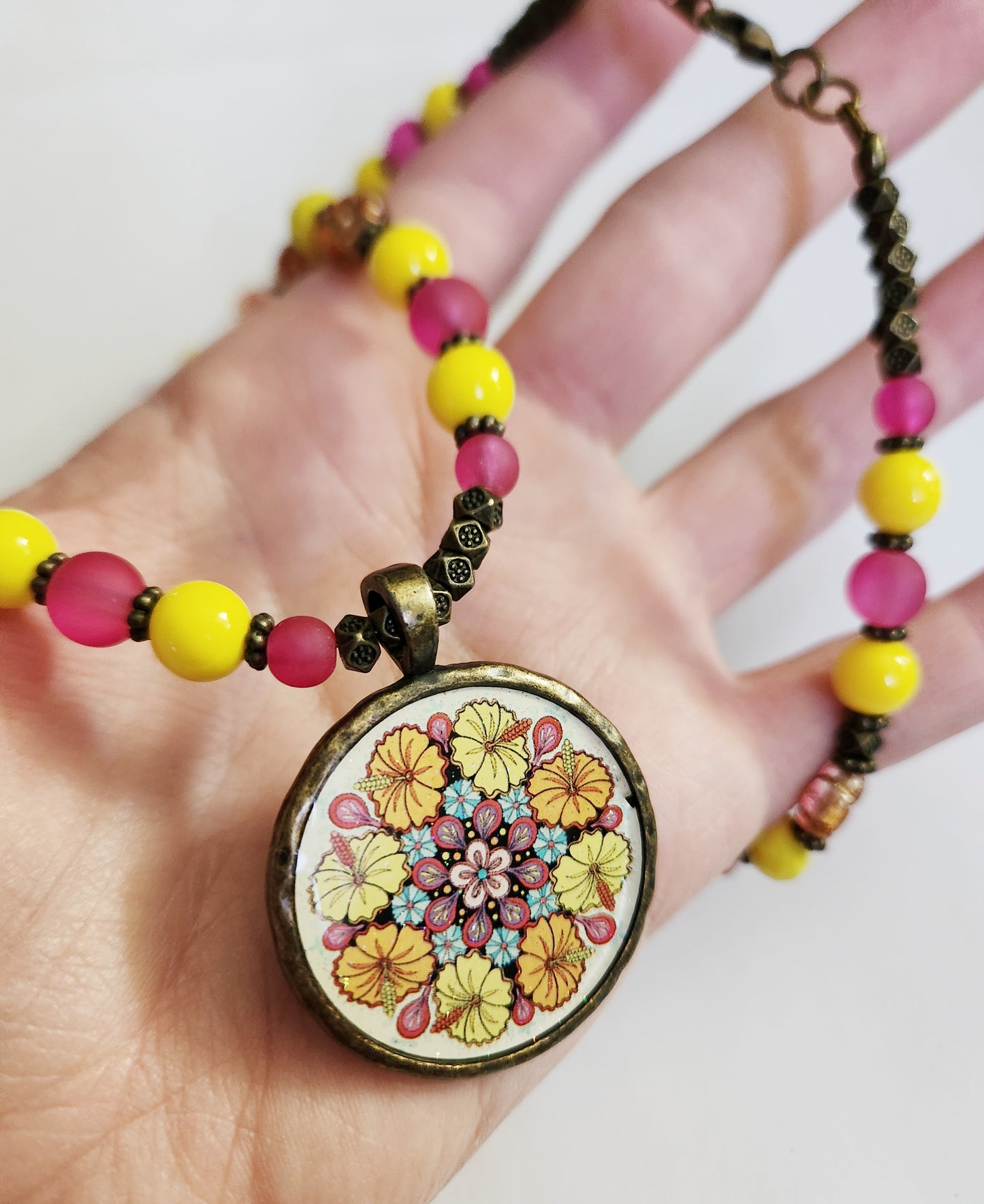 Flower necklace, statement necklace, resin necklace, sister gift