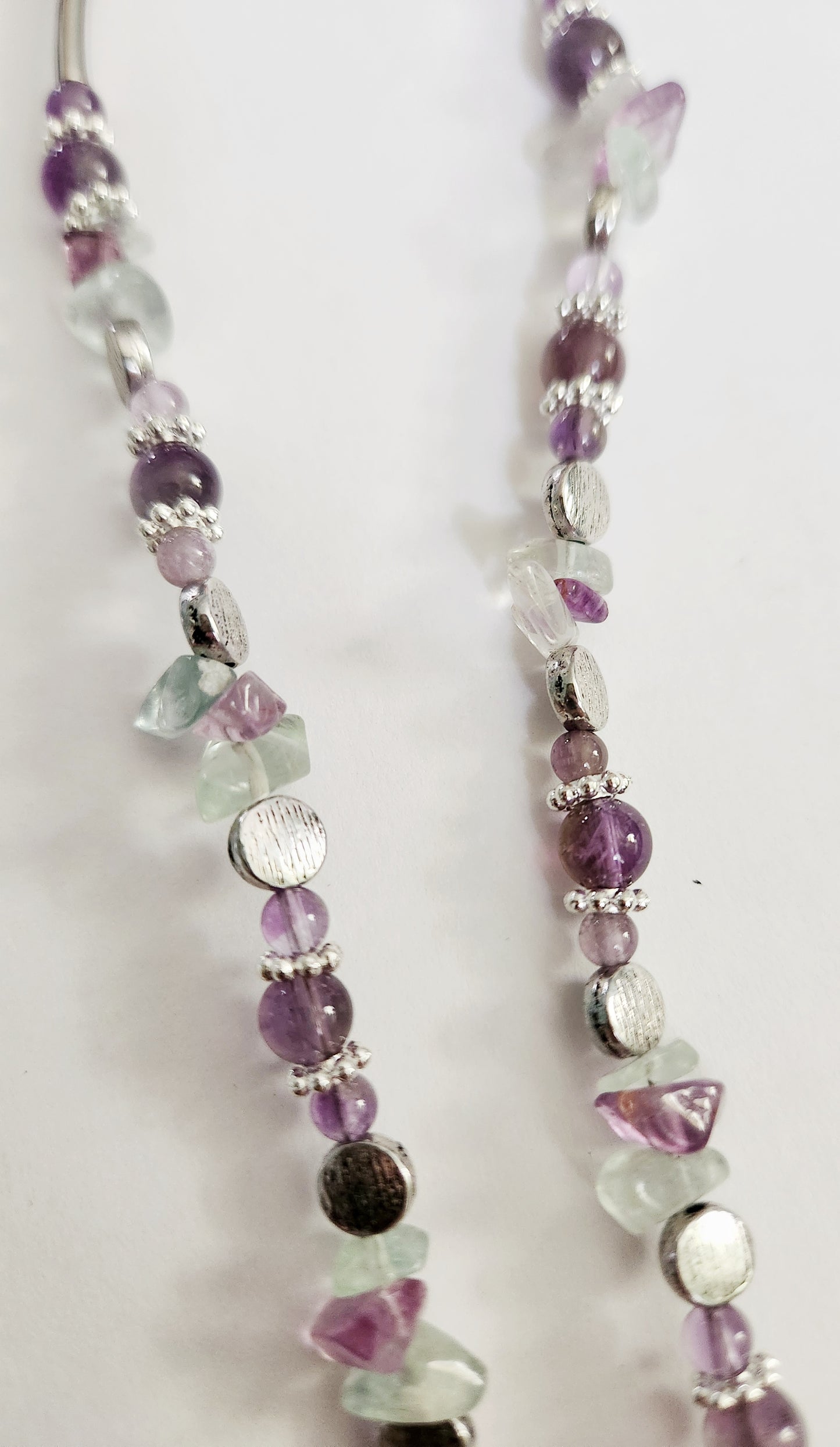 Fluorite gemstone necklace, beaded statement necklace, gift for Mom, sister gift, artisan silver jewelry