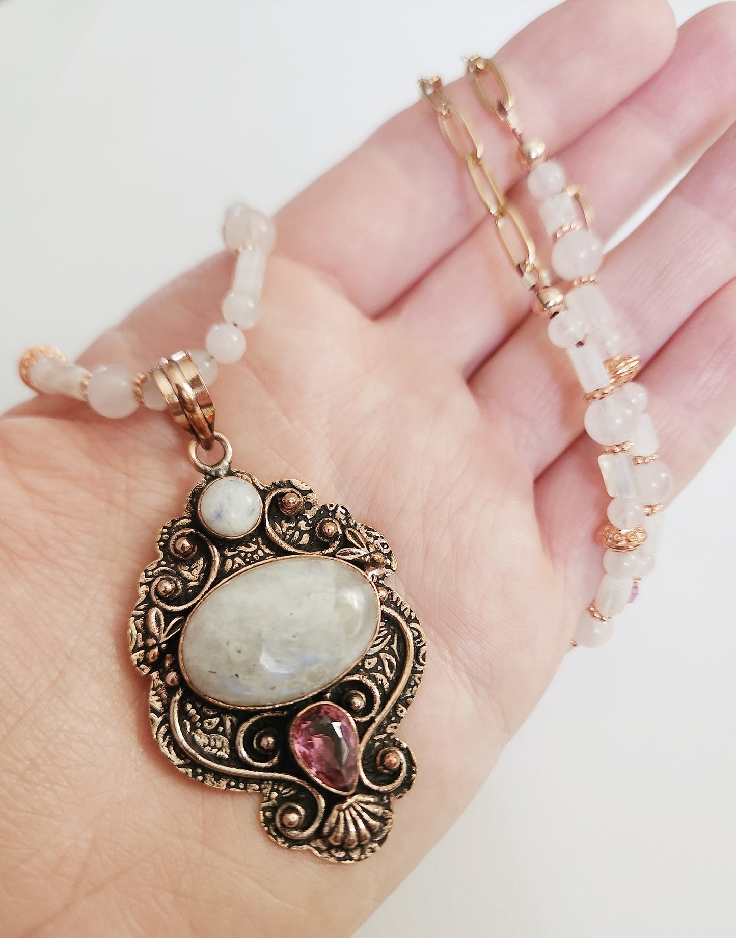 Moonstone necklace, large statement necklace, stone necklace, Best Friend Gifts, Sister Gift