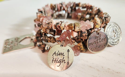 Leopardskin Jasper bracelet, Wrap Bracelet, Memory Wire Bracelet, Inspirational Gifts, Encouragement Gift