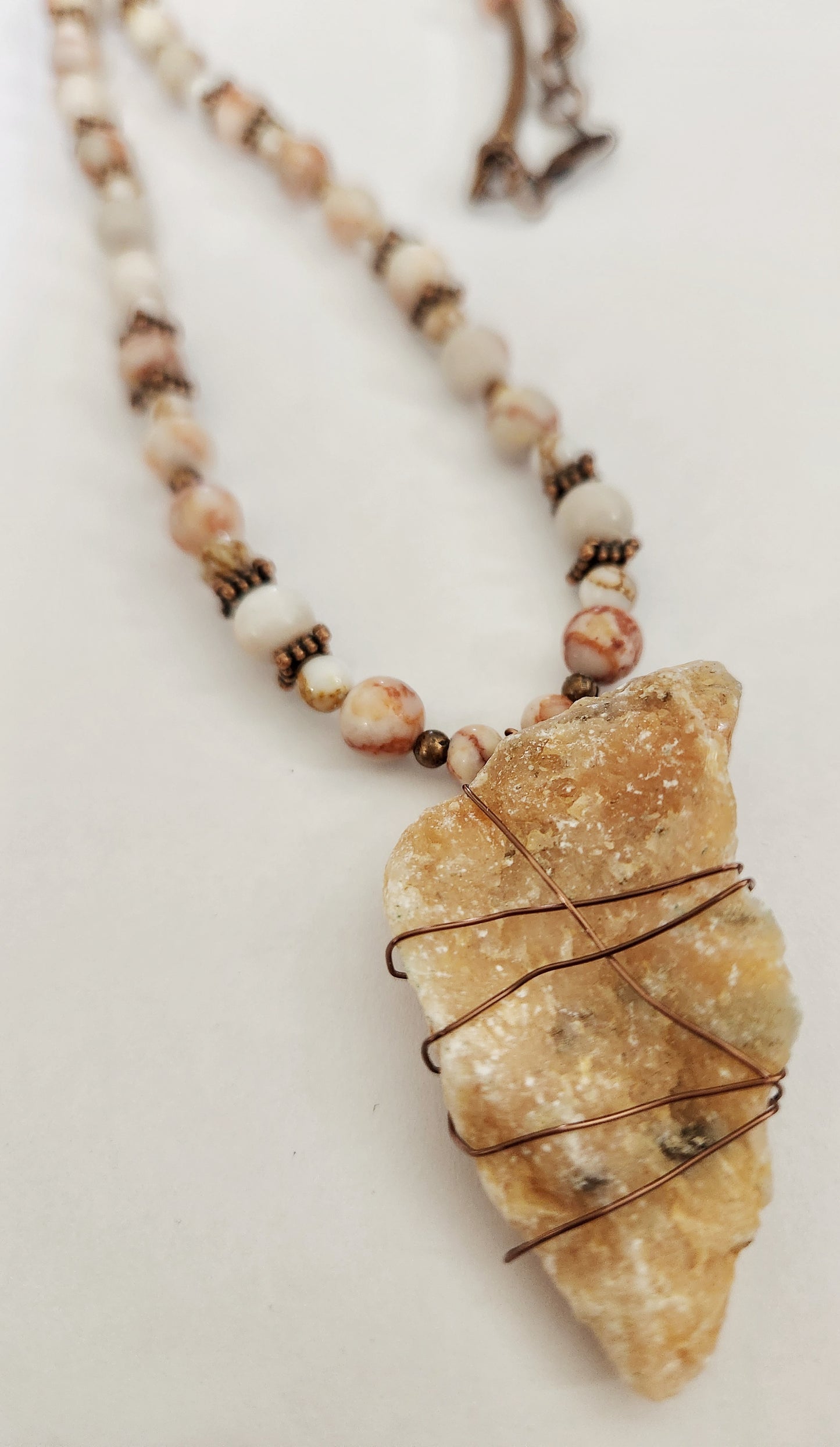 Orange calcite necklace, raw stone necklace, copper jewelry, statement necklaces for women, birthday gift for best friend