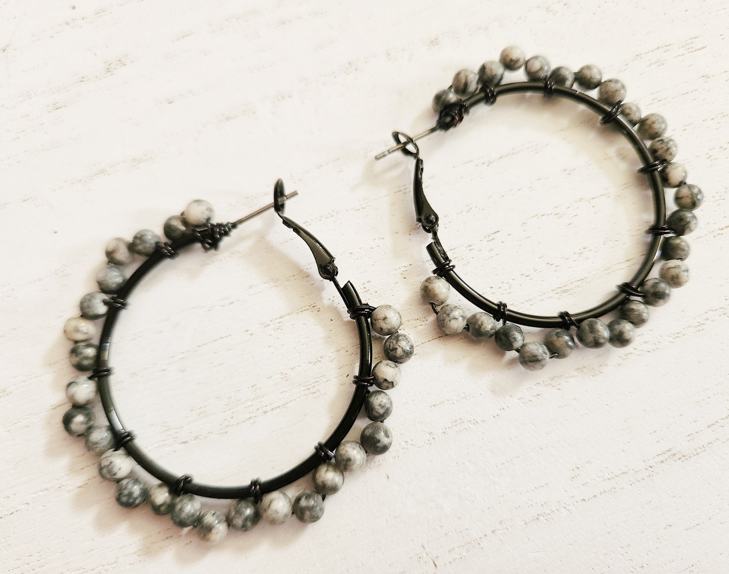 Beaded Hoop Earrings, Trendy Earrings, Gift for Her, Colorful Earrings, Hoop Earrings, everyday earrings