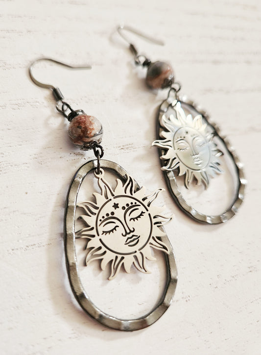 Sun earrings, dangle earrings, gift for best friend, tween gift, statement drop earrings, trendy earrings