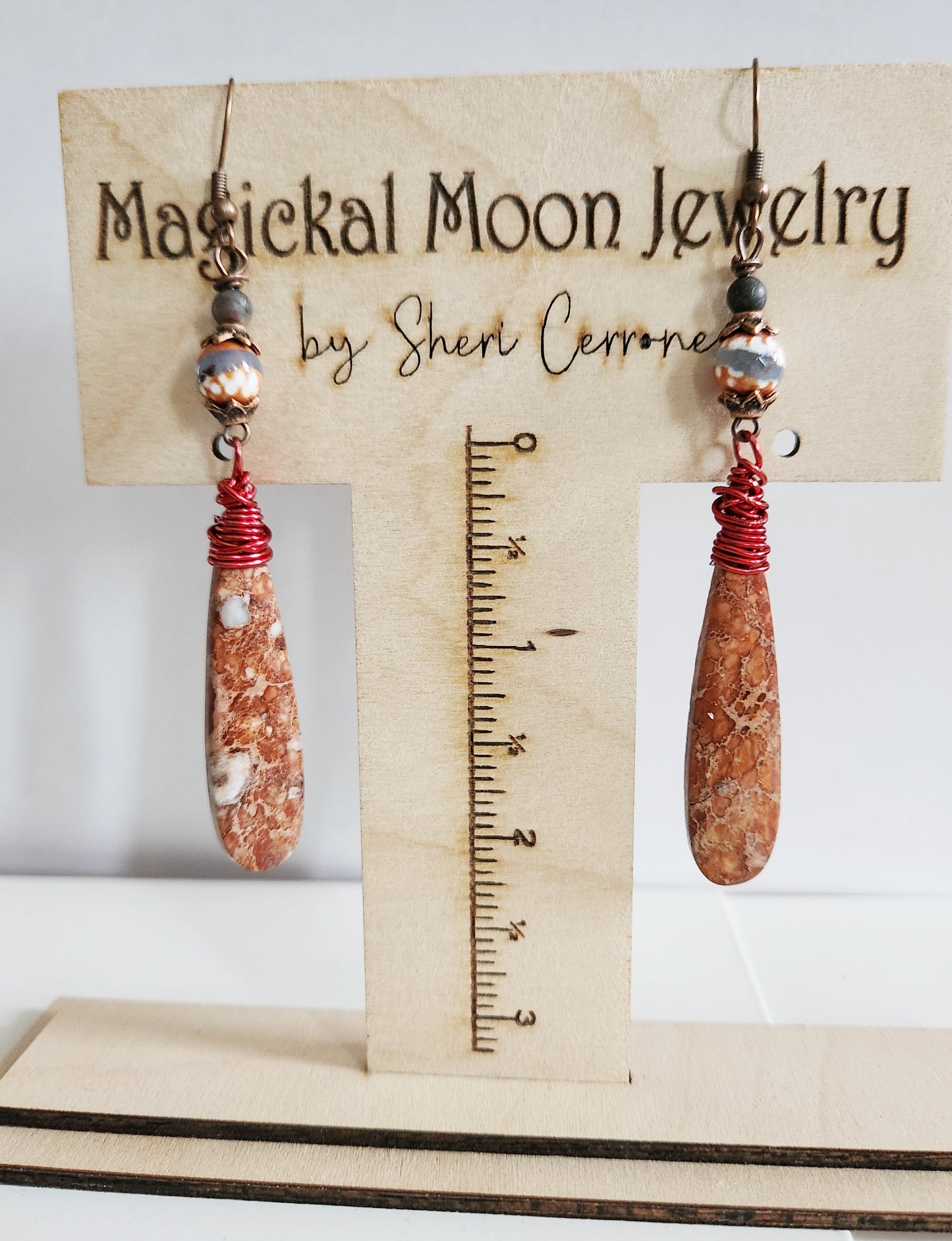 Long gemstone earrings, bold earrings, statement earrings, gift for her, wire wrapped gemstone earrings