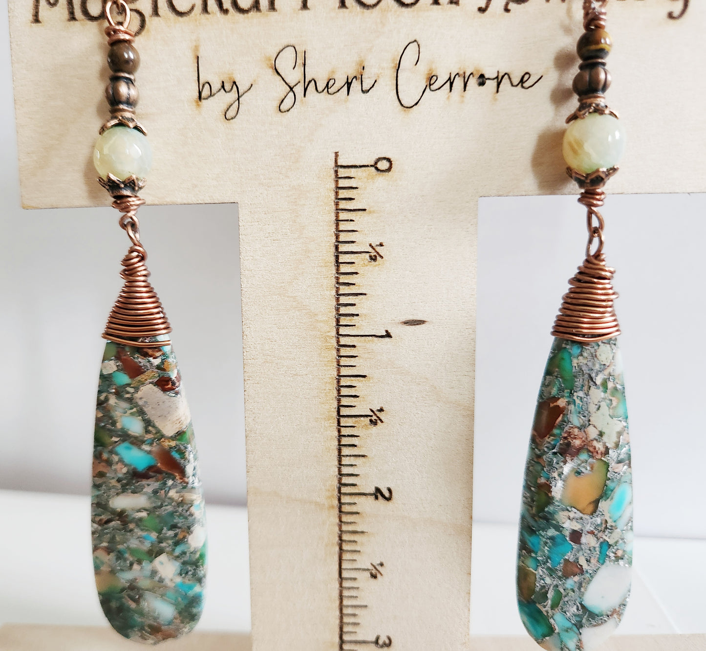 Long gemstone earrings, bold earrings, statement earrings, gift for her, wire wrapped gemstone earrings