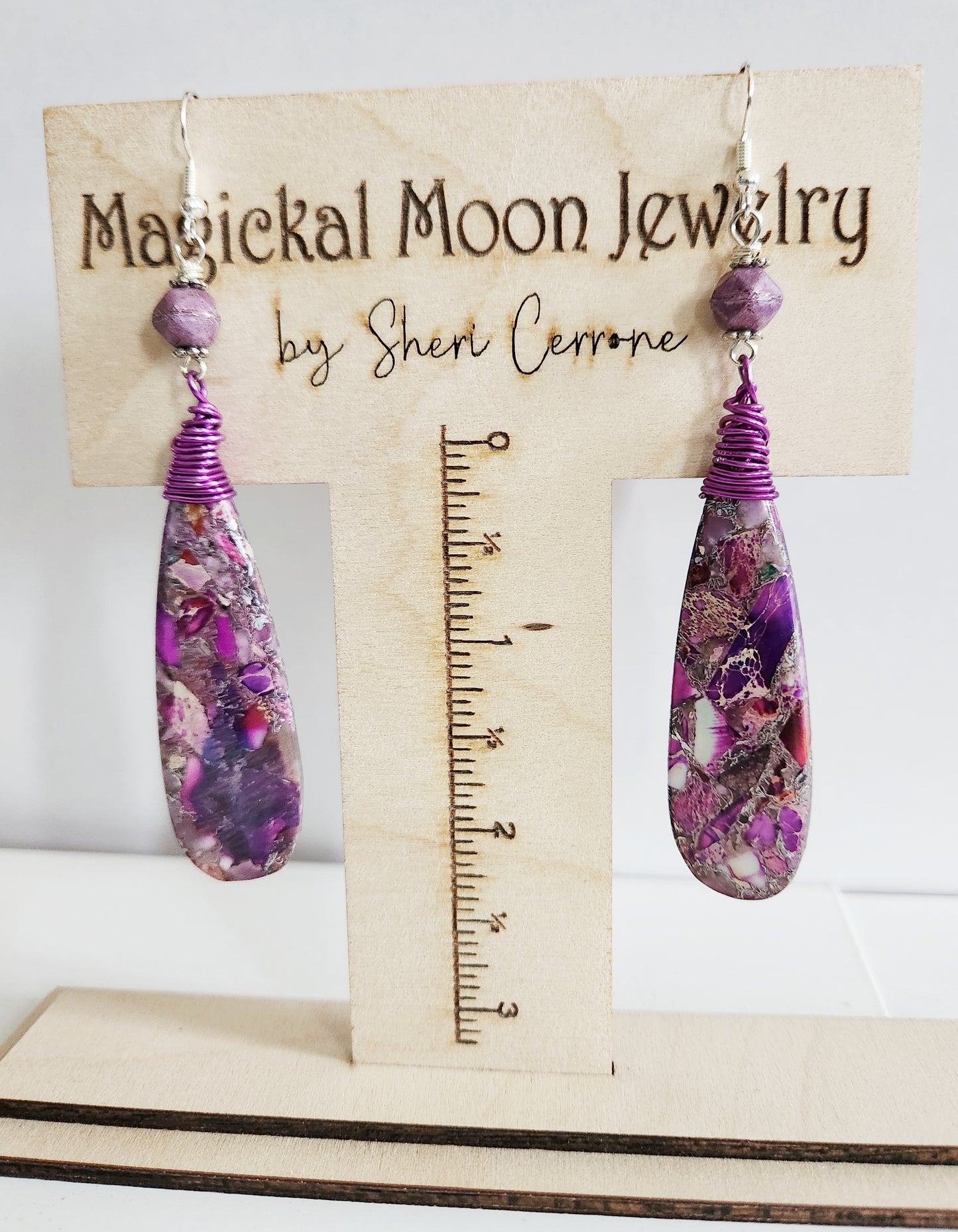 Long gemstone earrings, bold earrings, statement earrings, gift for her, wire wrapped gemstone earrings