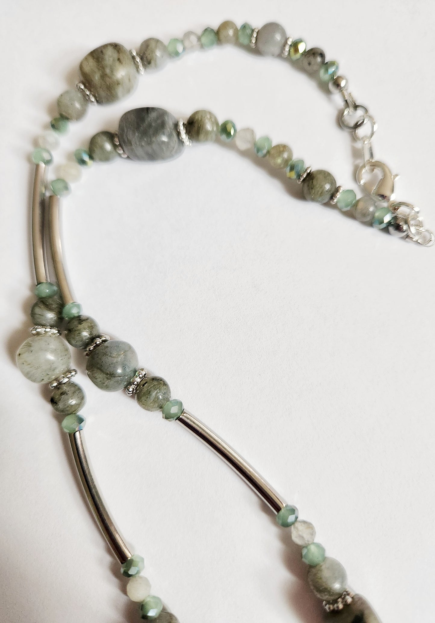 Labradorite necklace, beaded statement necklace, gift for Mom, sister gift, artisan silver jewelry