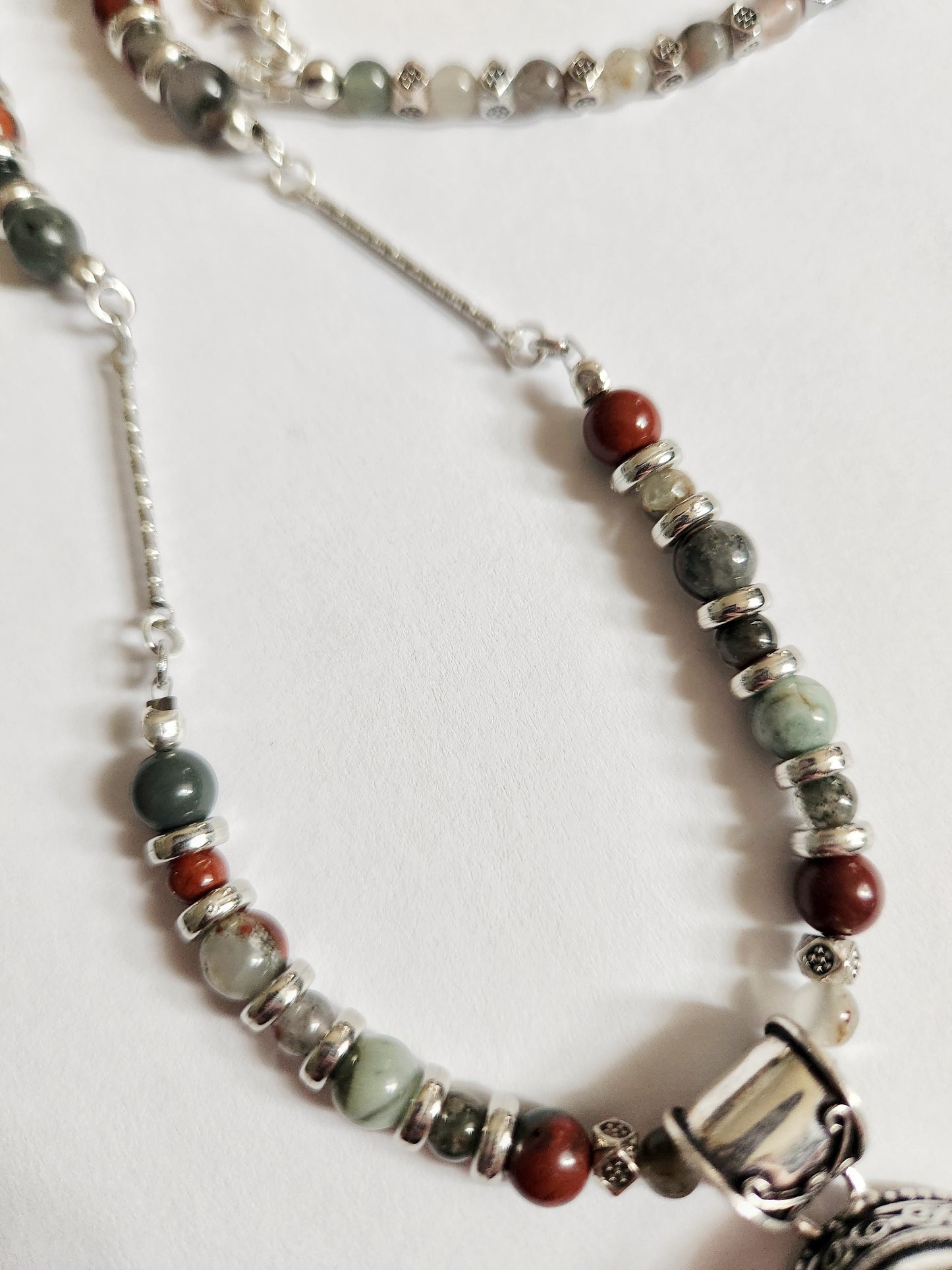 Bloodstone necklace, beaded statement necklace, gift for Mom, sister gift, artisan silver jewelry