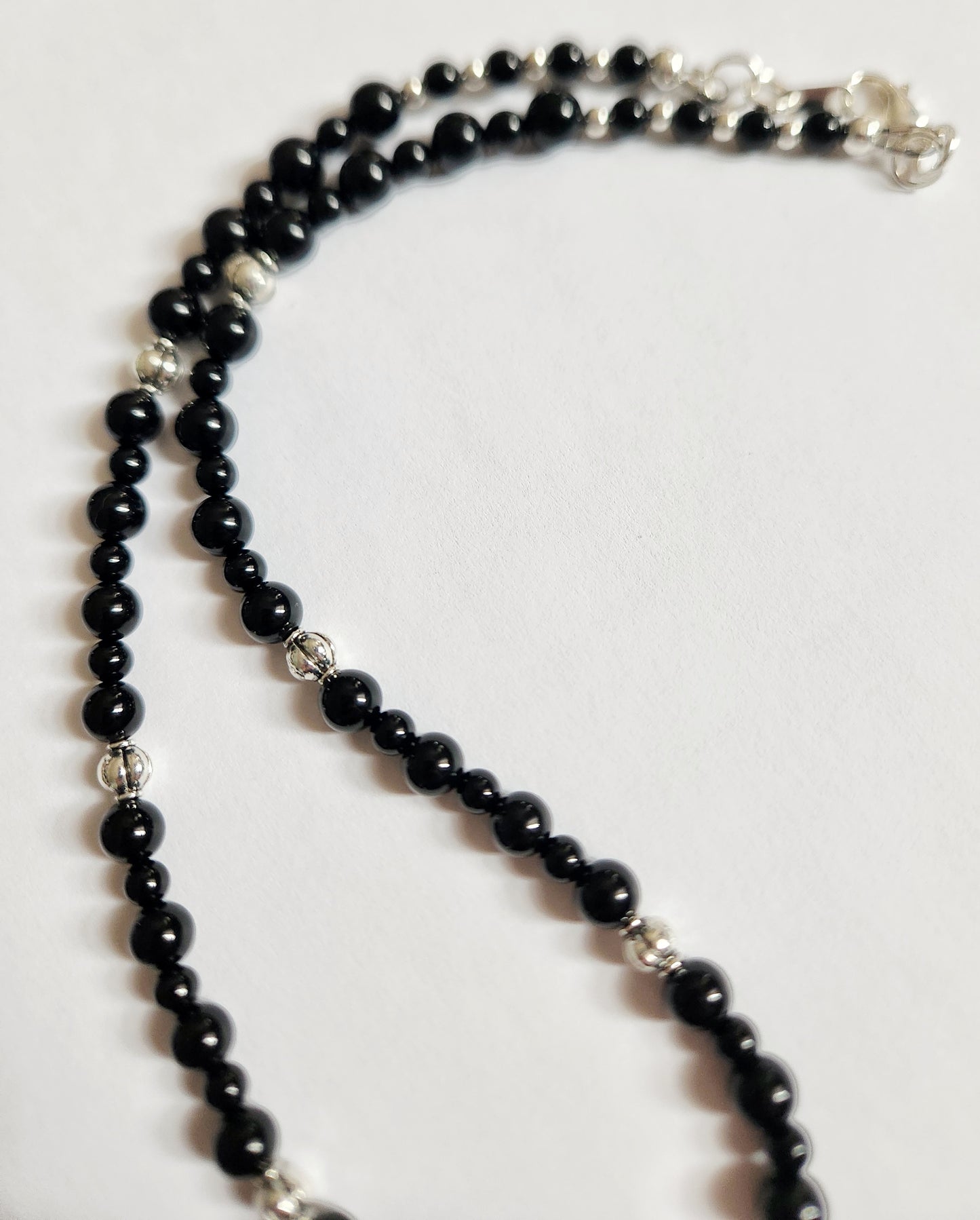 Onyx necklace, choker necklace, unisex necklace, beaded statement necklace, wife gift, husband gift, Magickal Moon jewelry